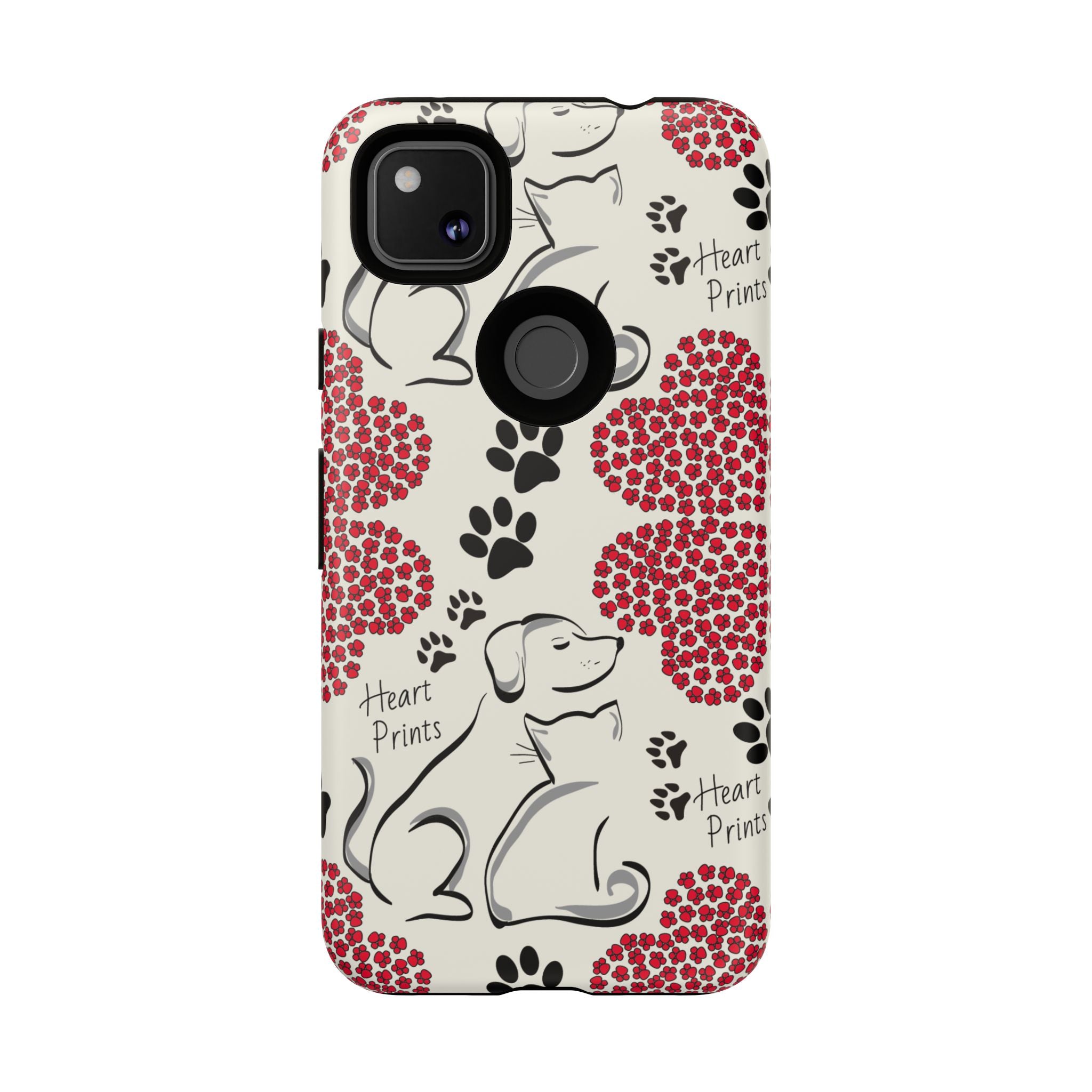 Stylish Phone Case with Heart Prints for Pet Lovers, Dog Lover Gift, Floral Pattern, Customizable Design, Cute Animal Accessories
