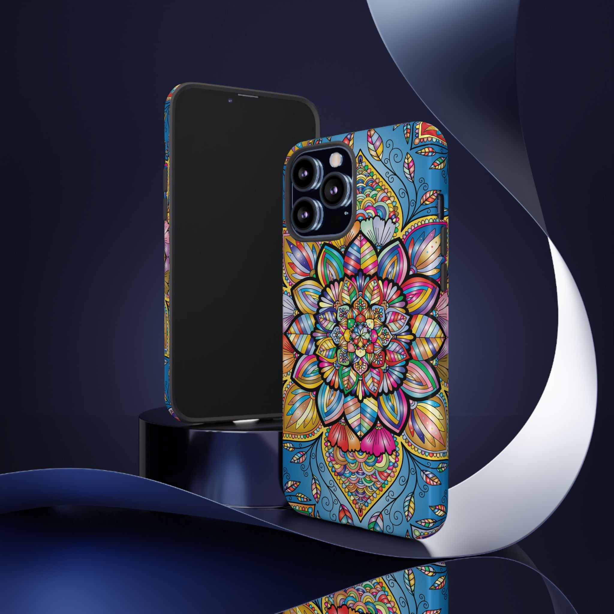 Vibrant Floral Phone Case, Tough Phone Cover, Colorful Mobile Accessory, Artistic Gift, Mandala Design, Everyday Use