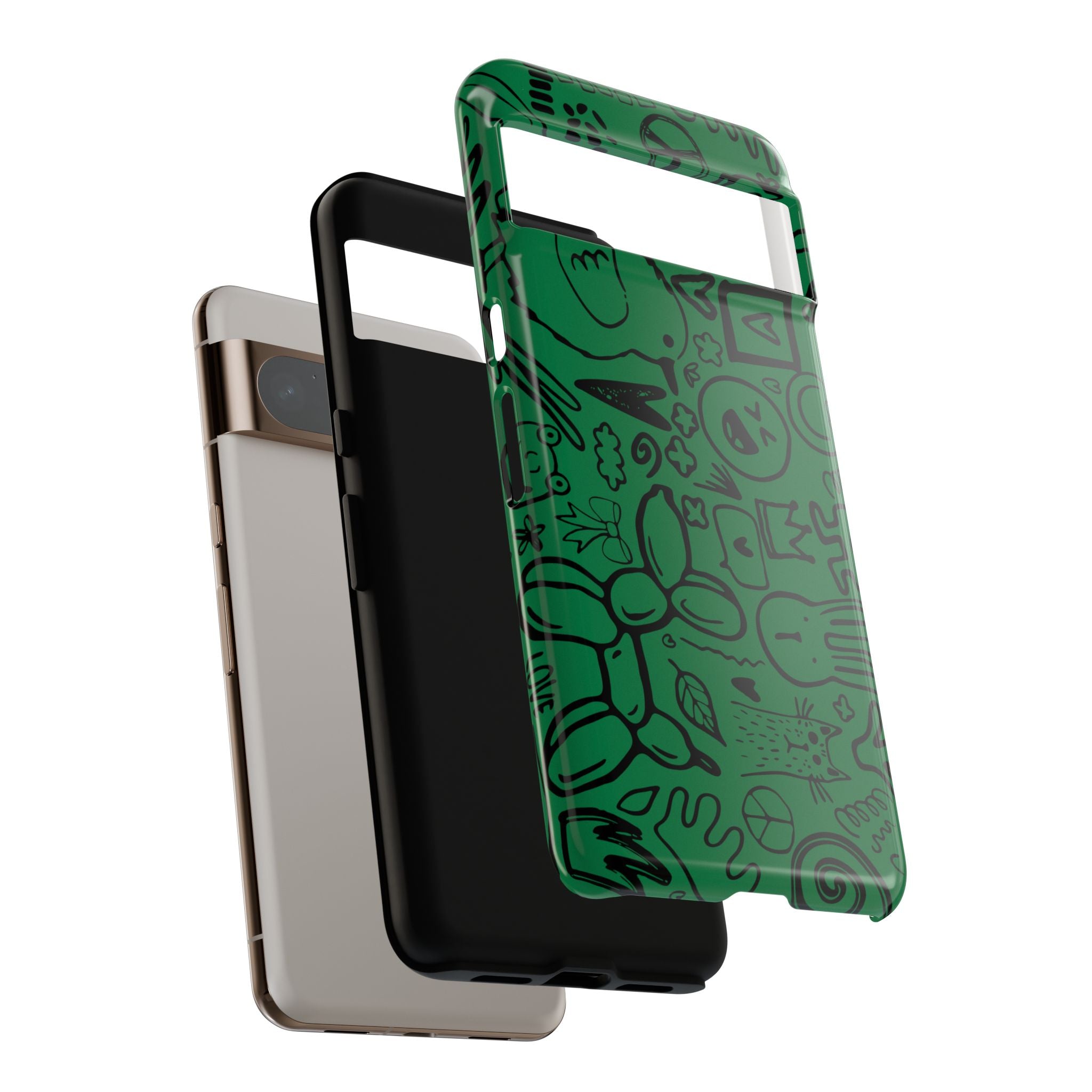 Playful Phone Case, Vibrant Green Tough Case, Quirky Graphic Design, Unique Gift for Kids, Fun Accessories, Christmas, Birthday