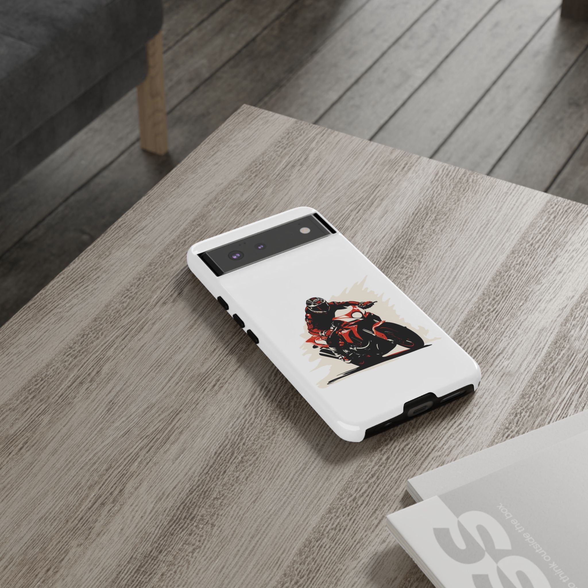 Motorcycle Phone Case, Tough Cases for Riders, Biker Accessory, Gifts for Motorcyclists, Red Bike Design