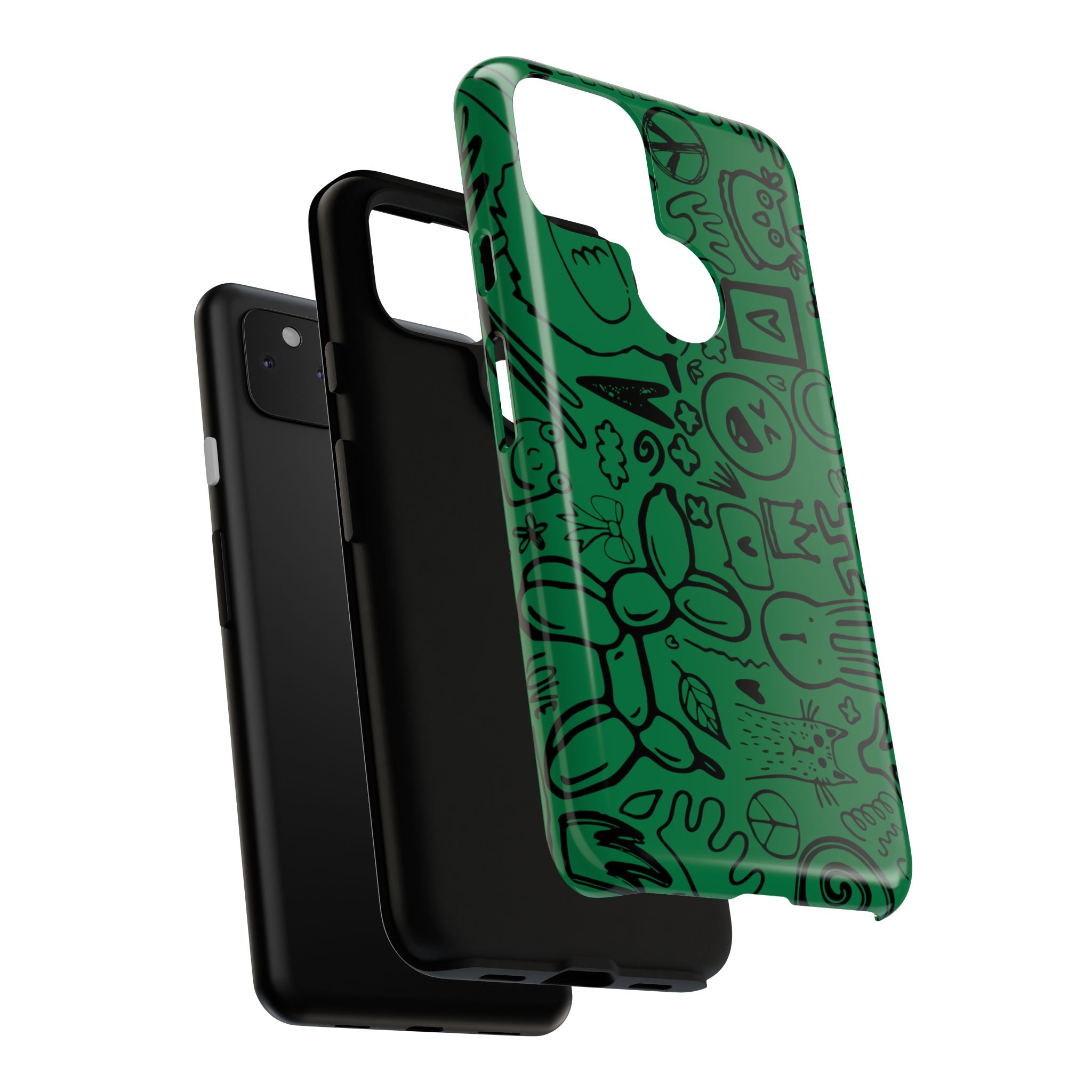 Playful Phone Case, Vibrant Green Tough Case, Quirky Graphic Design, Unique Gift for Kids, Fun Accessories, Christmas, Birthday