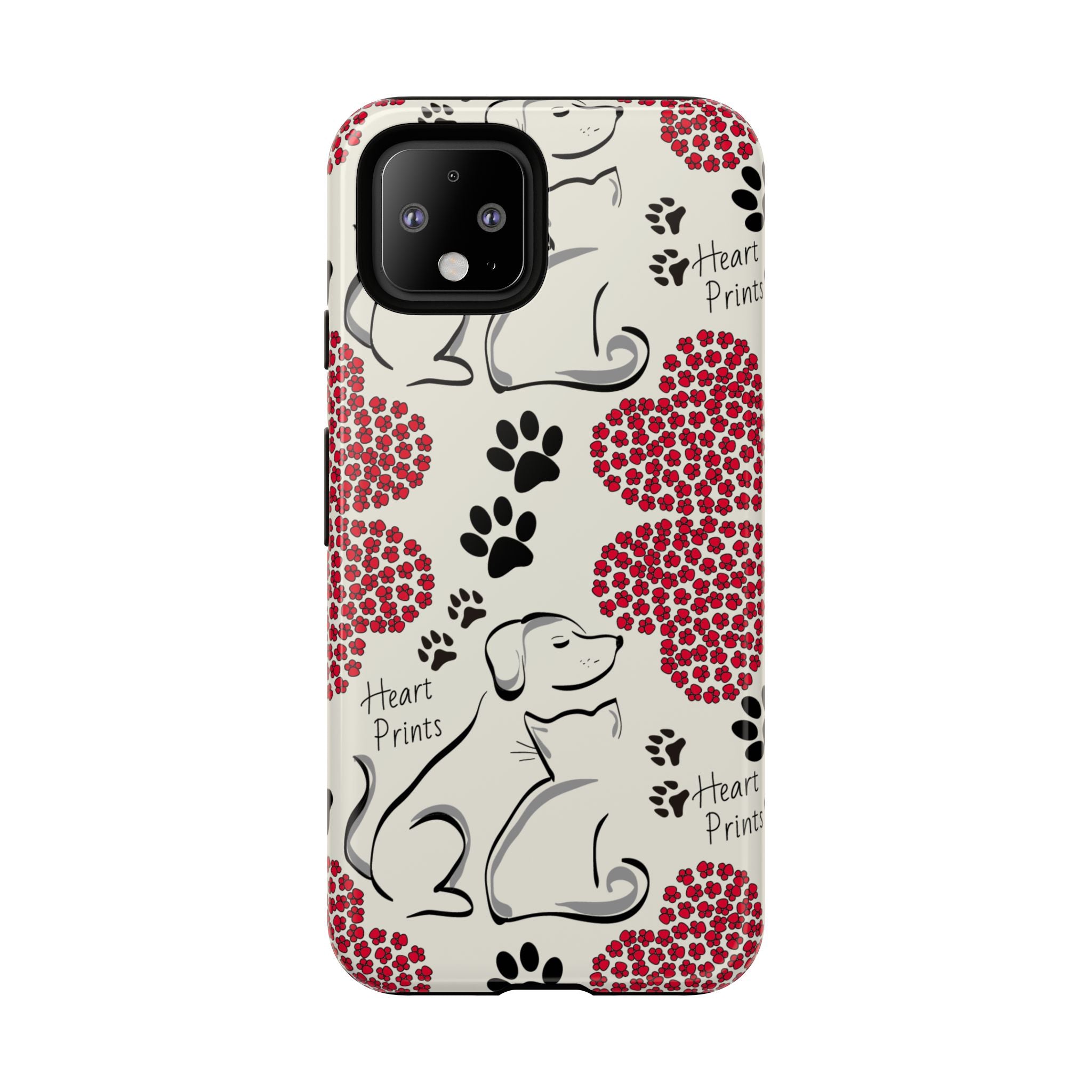 Stylish Phone Case with Heart Prints for Pet Lovers, Dog Lover Gift, Floral Pattern, Customizable Design, Cute Animal Accessories