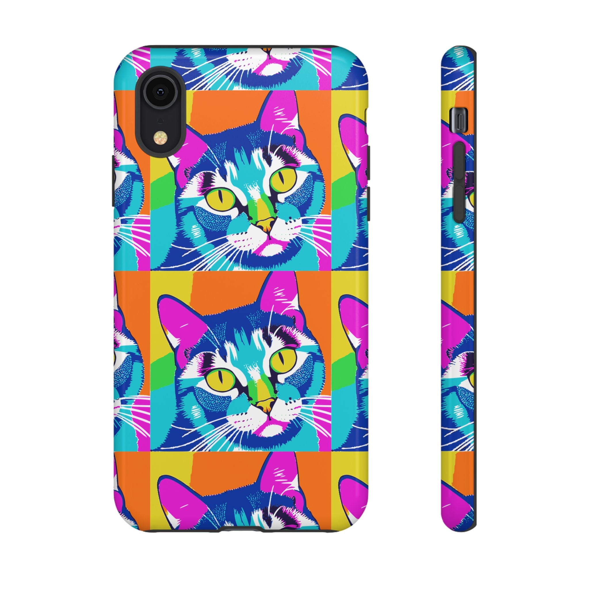 Colorful Cat Phone Case, Vibrant Animal Cover, Unique Pet Lover Gift, Fun Pop Art Style, Trendy Gadget Accessory