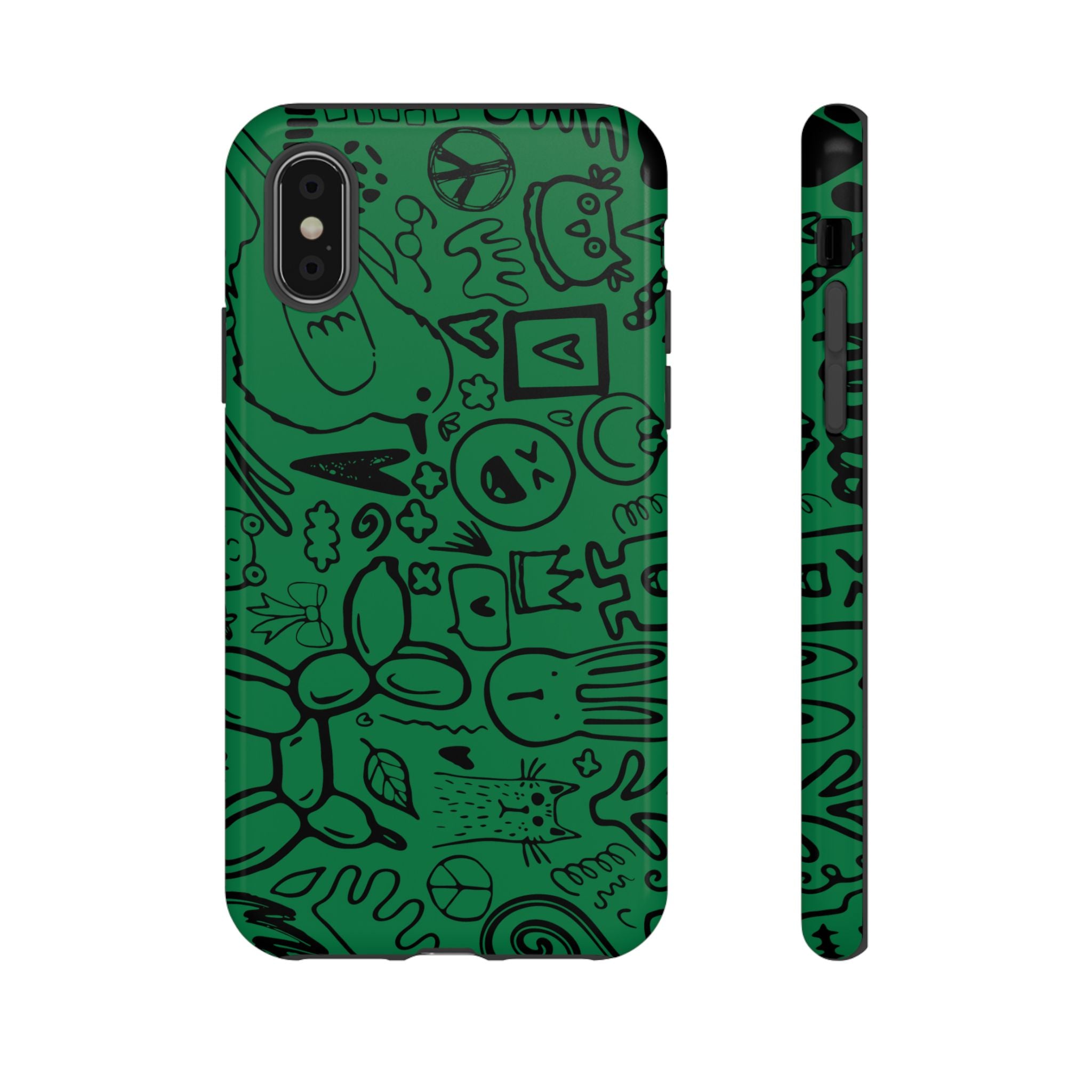 Playful Phone Case, Vibrant Green Tough Case, Quirky Graphic Design, Unique Gift for Kids, Fun Accessories, Christmas, Birthday