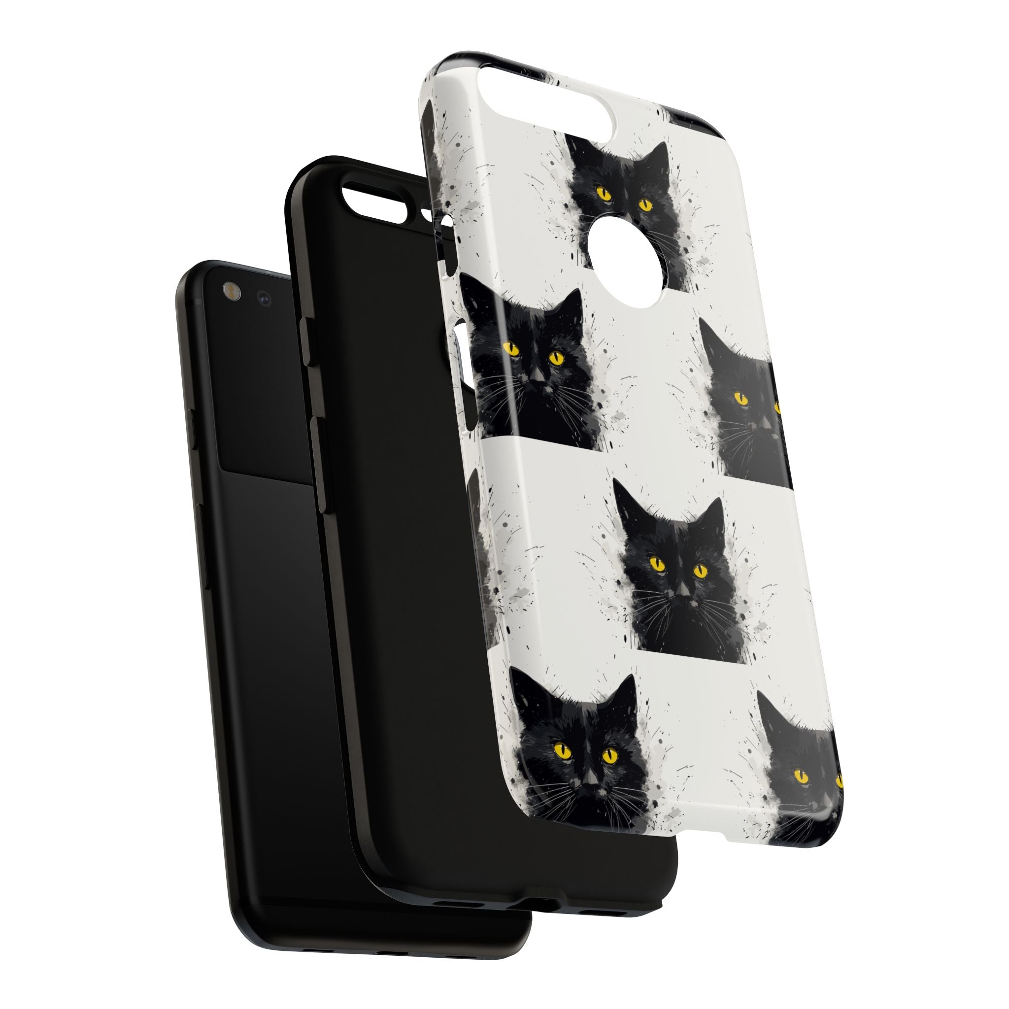 Black Cat Phone Case, Tough Cases, Cat Lover Gift, Unique Design, Halloween, Animal Accessories, Custom Phone Cover