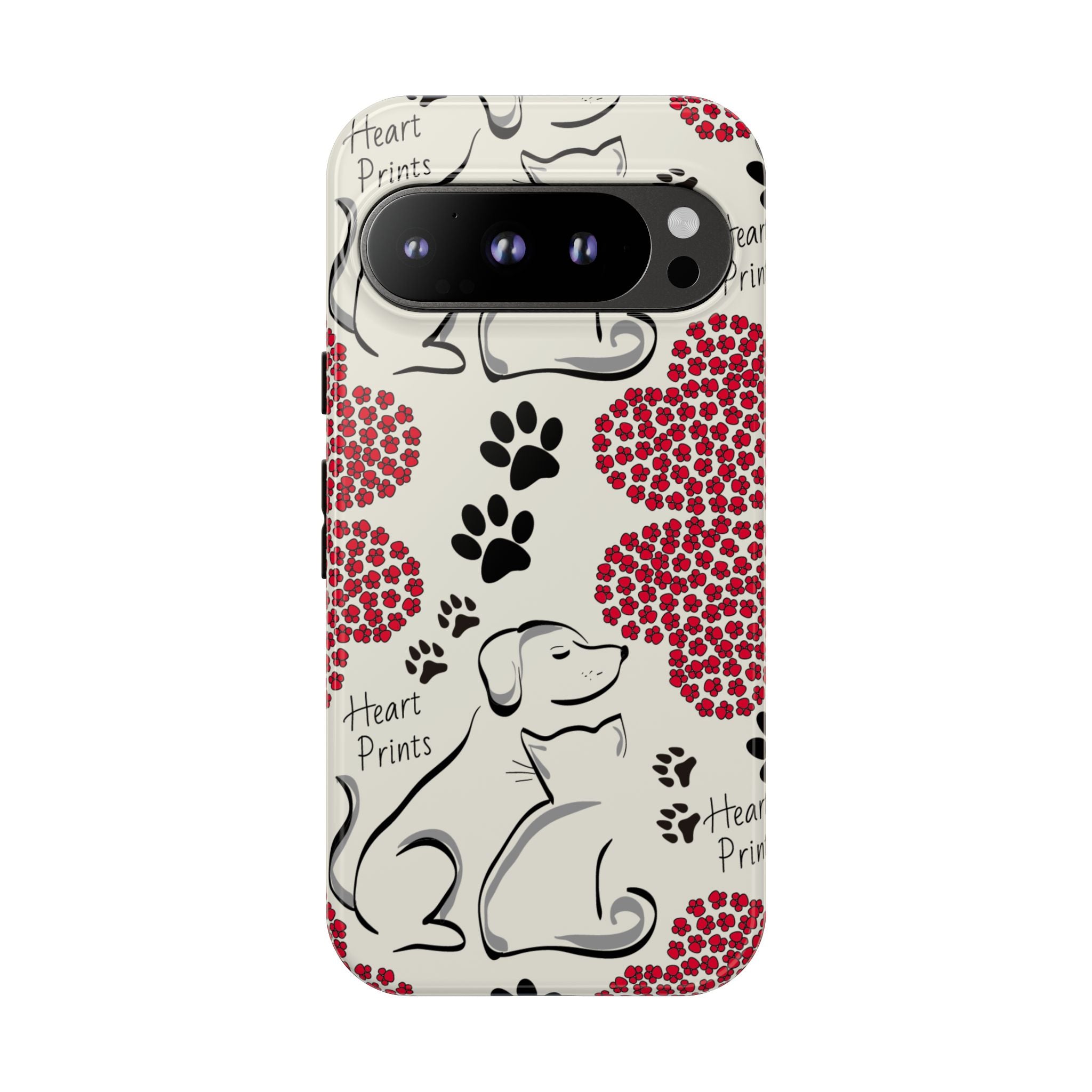 Stylish Phone Case with Heart Prints for Pet Lovers, Dog Lover Gift, Floral Pattern, Customizable Design, Cute Animal Accessories