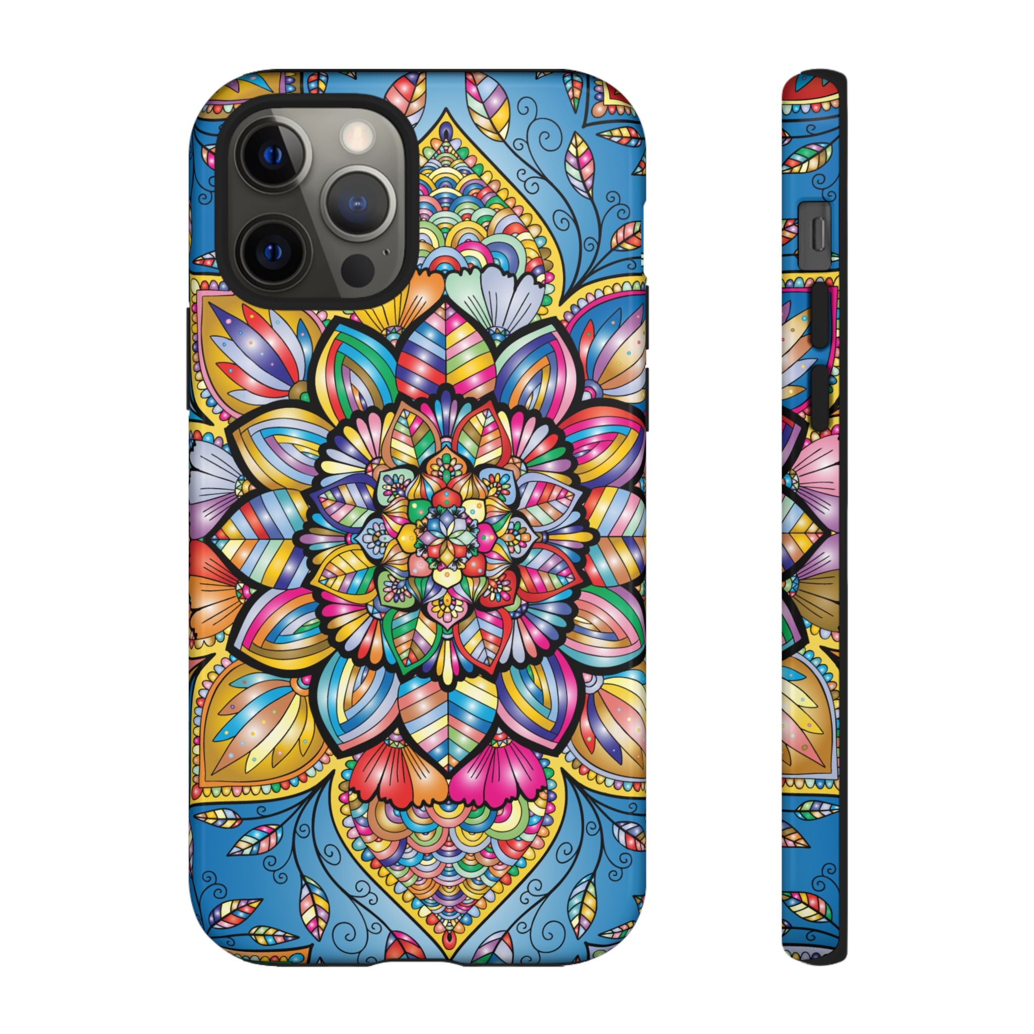 Vibrant Floral Phone Case, Tough Phone Cover, Colorful Mobile Accessory, Artistic Gift, Mandala Design, Everyday Use