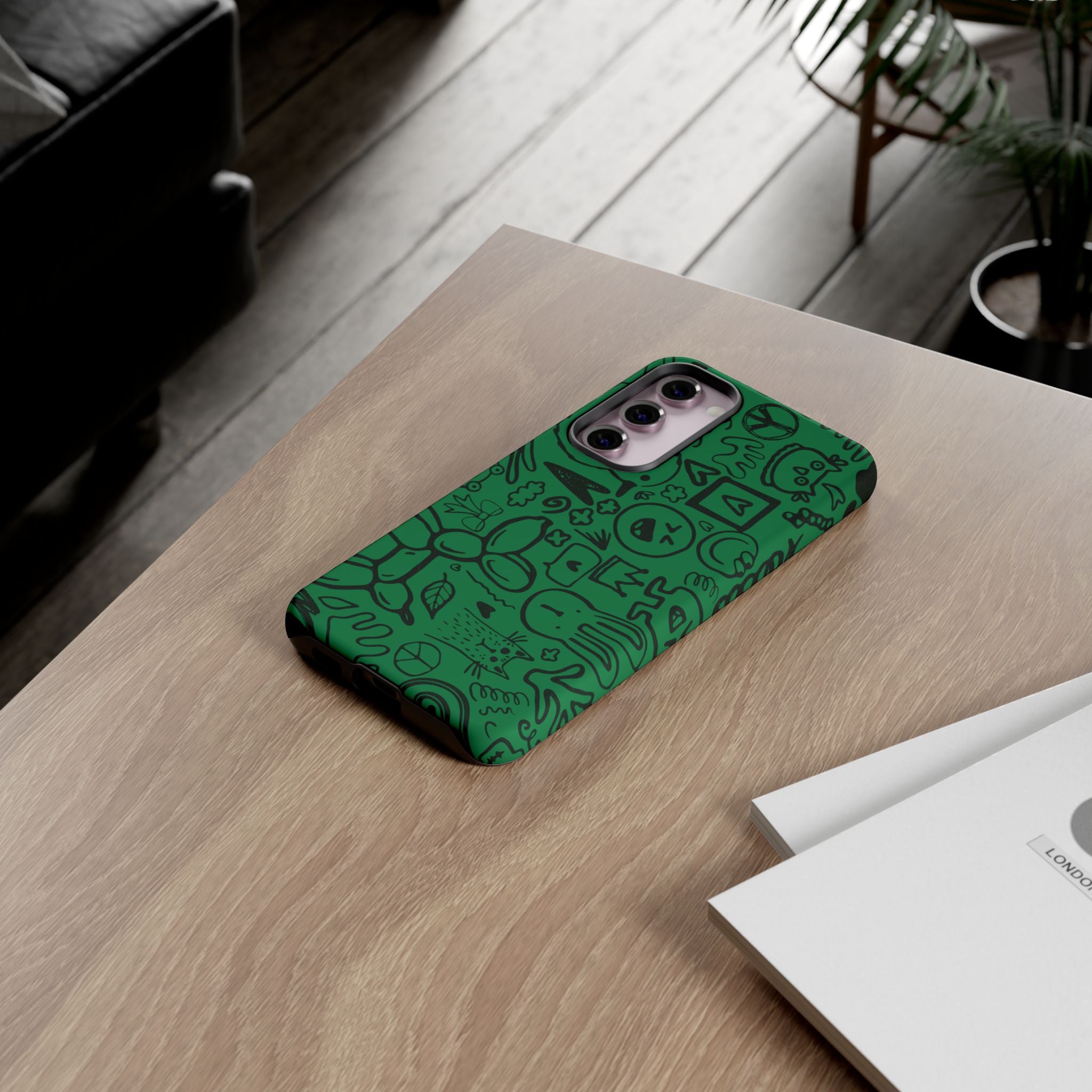 Playful Phone Case, Vibrant Green Tough Case, Quirky Graphic Design, Unique Gift for Kids, Fun Accessories, Christmas, Birthday