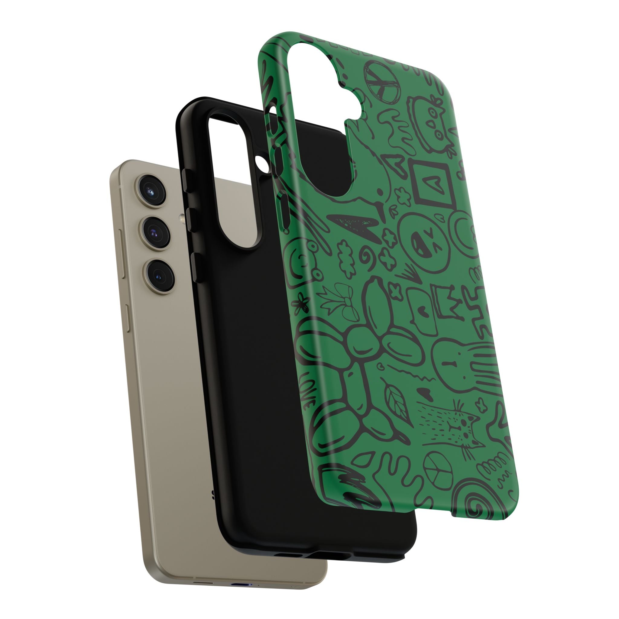 Playful Phone Case, Vibrant Green Tough Case, Quirky Graphic Design, Unique Gift for Kids, Fun Accessories, Christmas, Birthday