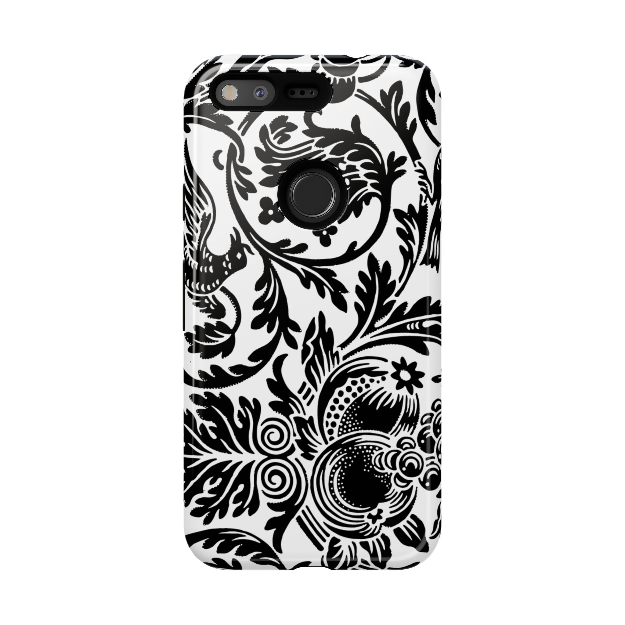 Elegant Black Floral Phone Case, Tough Cases, Stylish Phone Protection, Gift for Her, Floral Design, Trendy Accessories