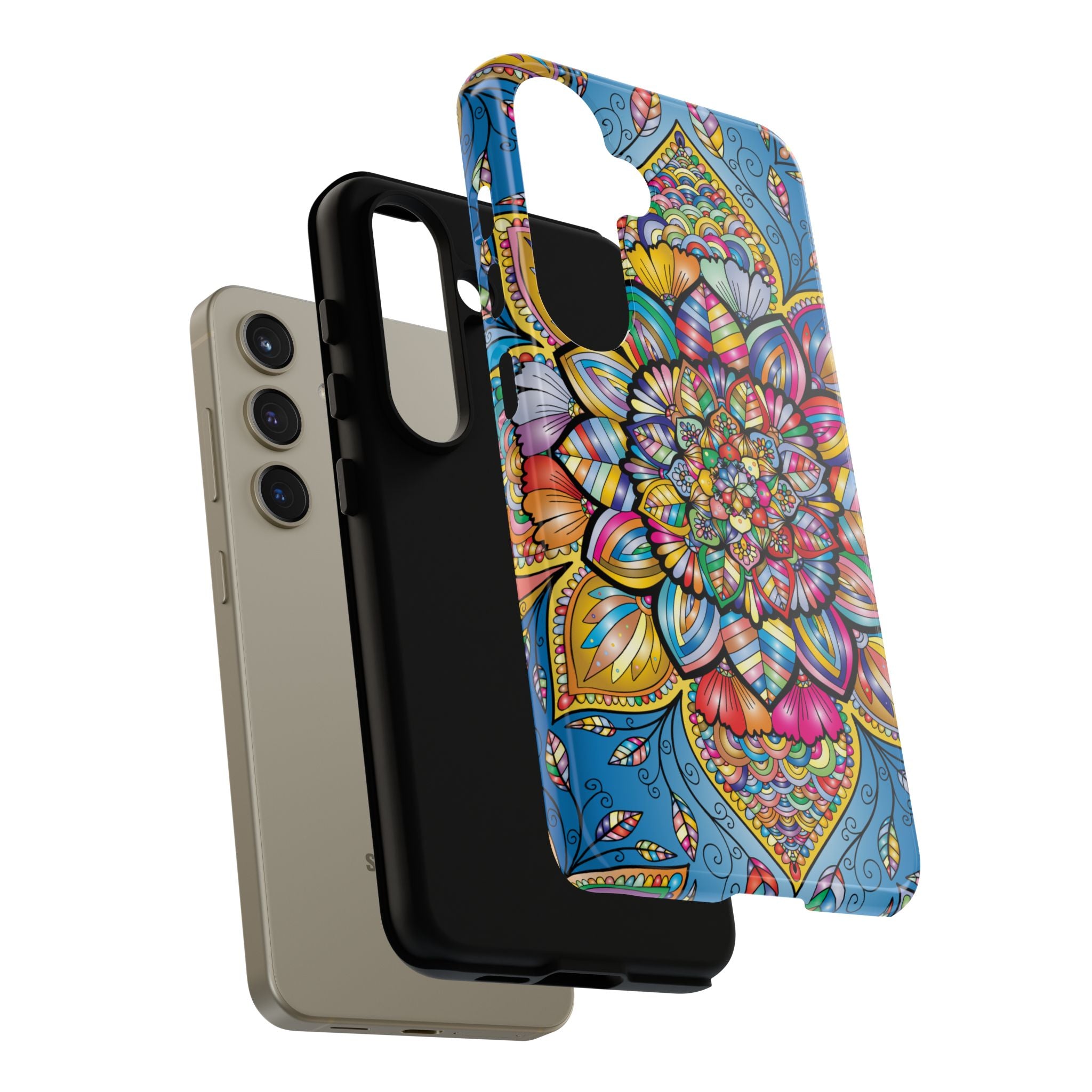 Vibrant Floral Phone Case, Tough Phone Cover, Colorful Mobile Accessory, Artistic Gift, Mandala Design, Everyday Use