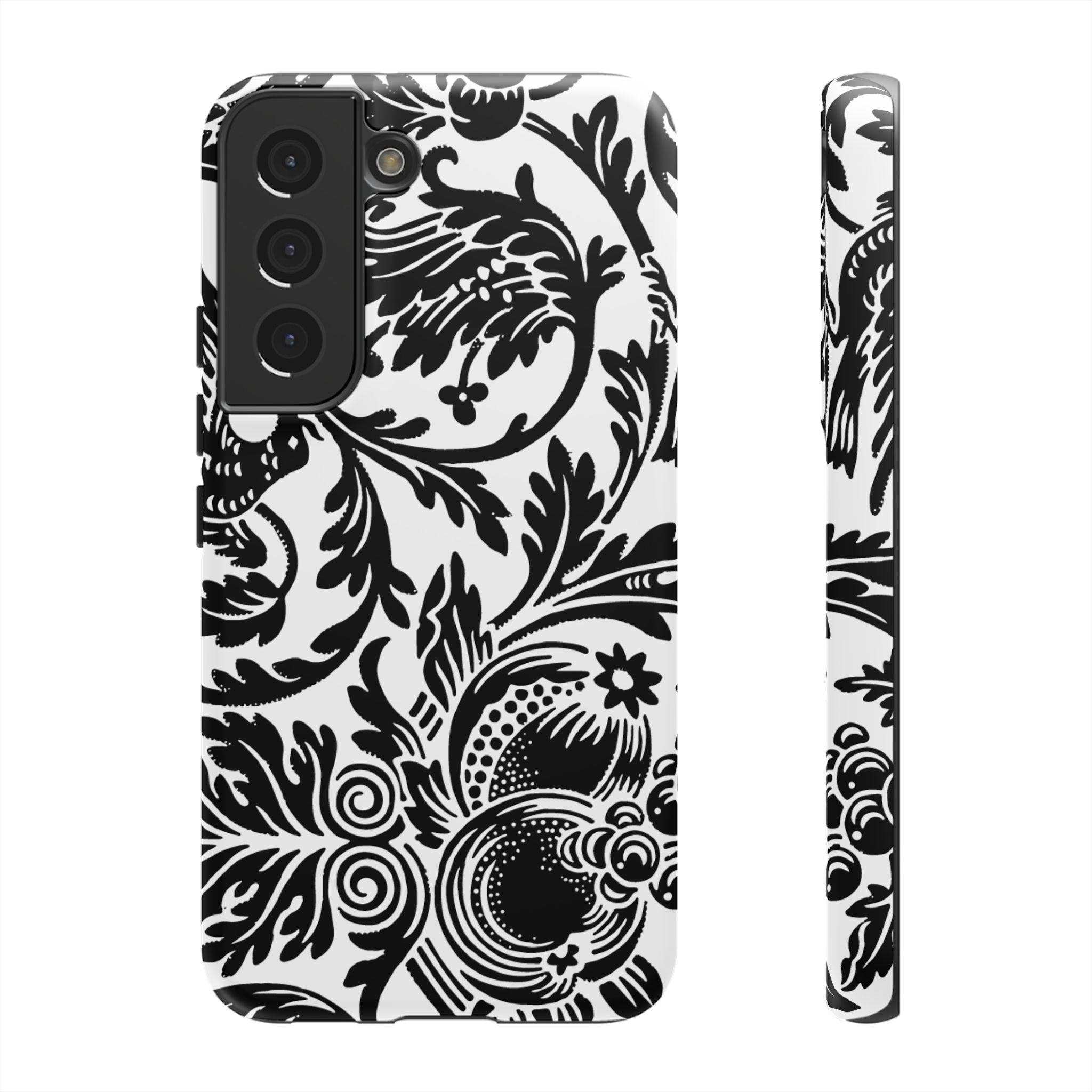 Elegant Black Floral Phone Case, Tough Cases, Stylish Phone Protection, Gift for Her, Floral Design, Trendy Accessories