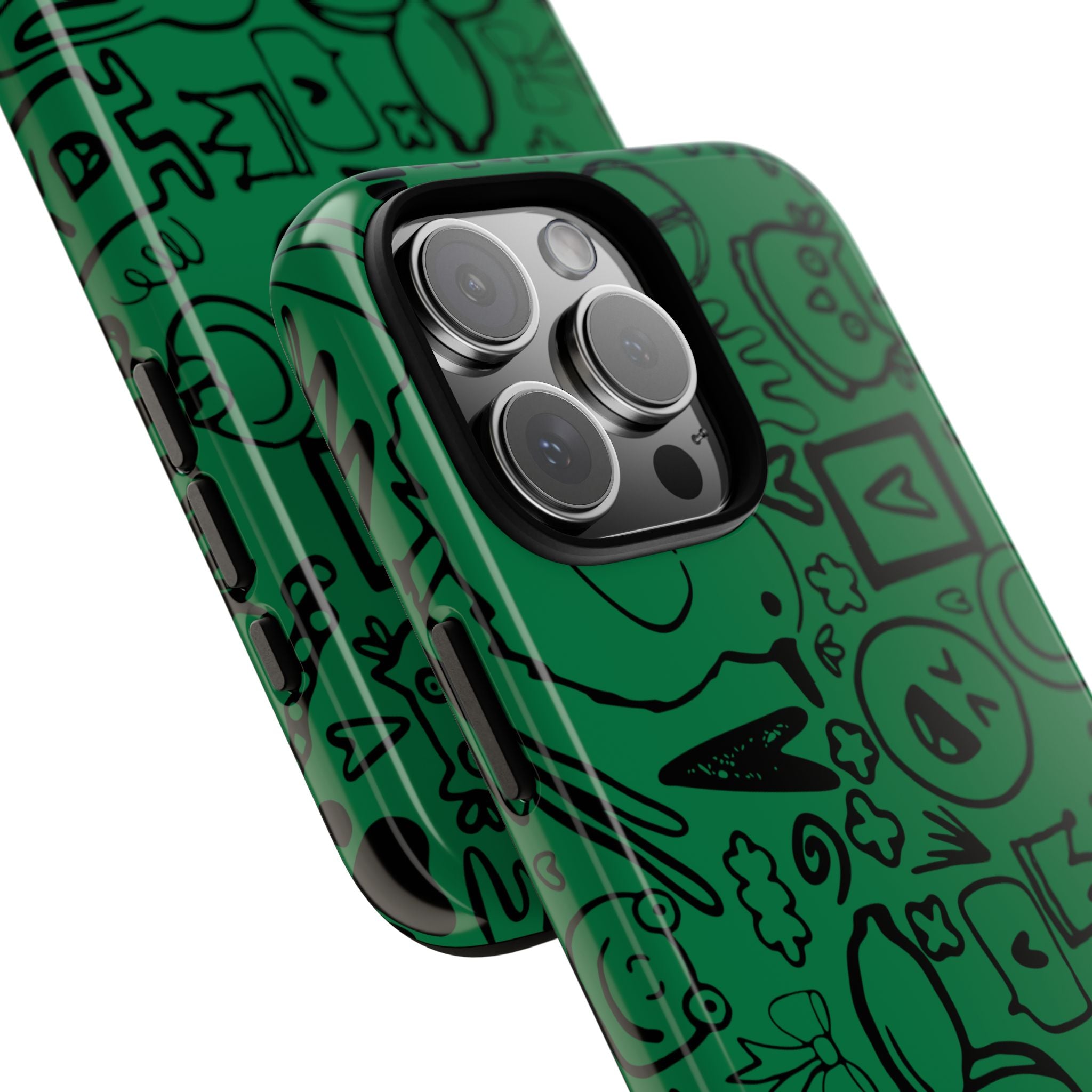 Playful Phone Case, Vibrant Green Tough Case, Quirky Graphic Design, Unique Gift for Kids, Fun Accessories, Christmas, Birthday