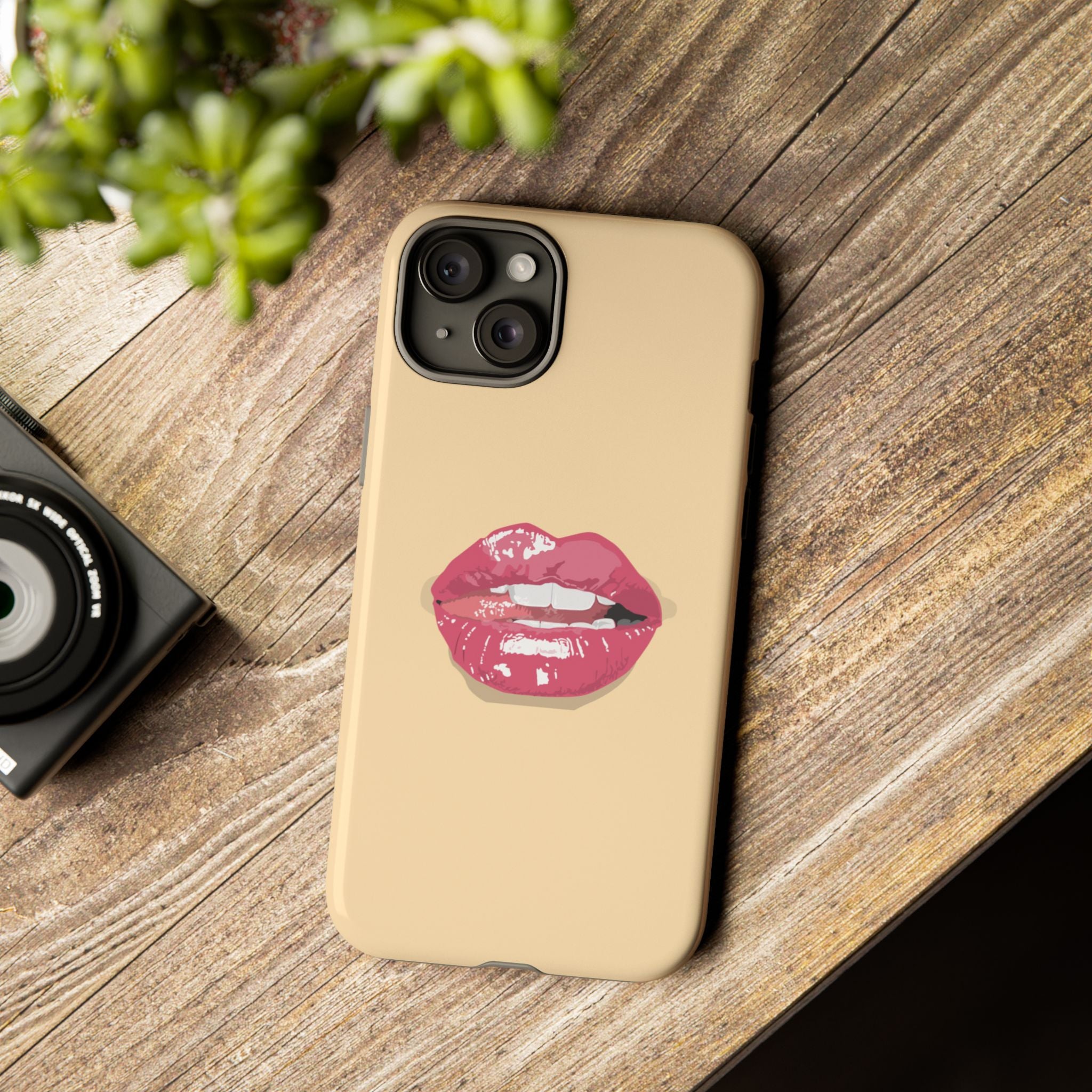 Stylish Phone Case with Lip Print, Trendy Mobile Cover, Fashion Accessory, Gift for Her, Cute Cell Phone Case