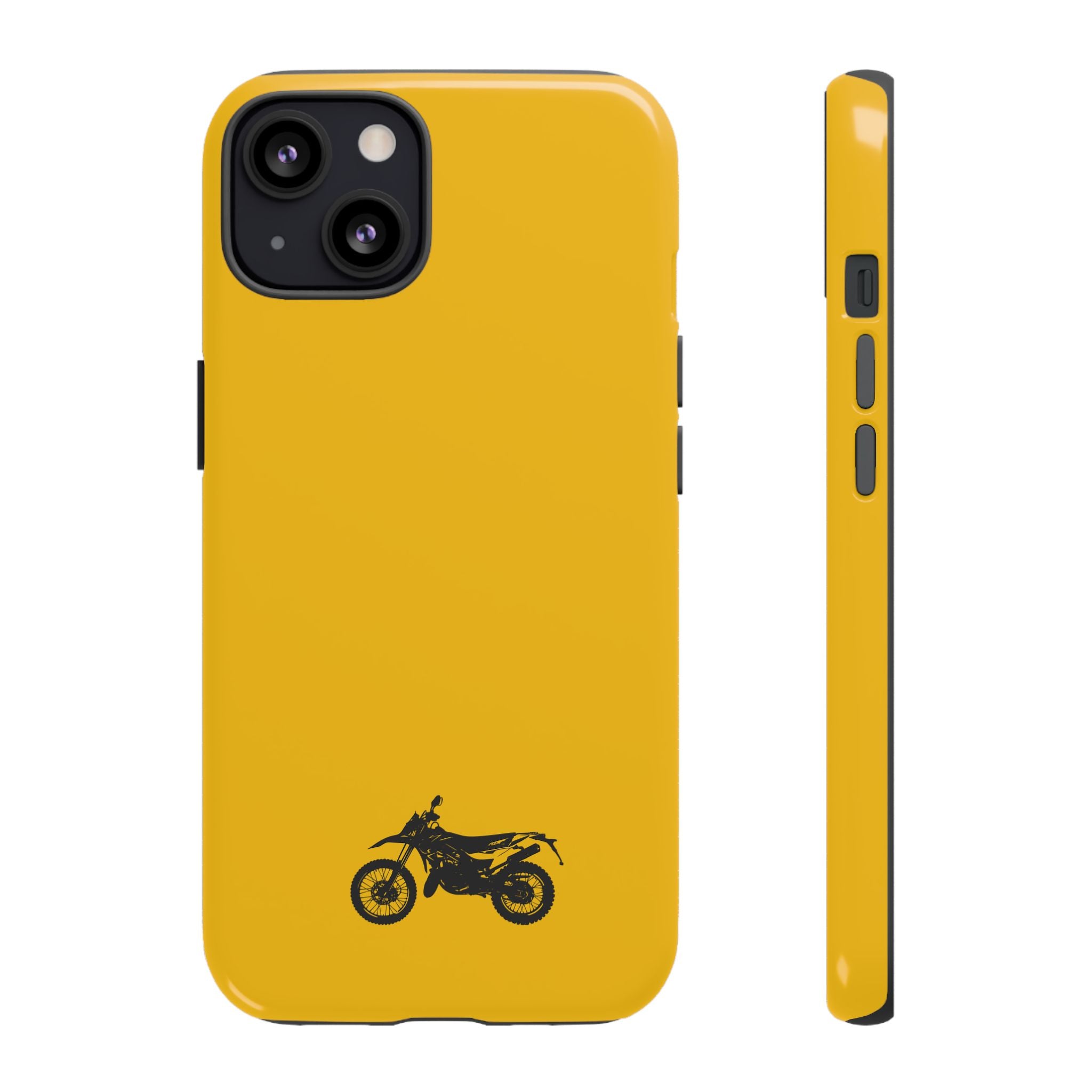 Motorcycle Phone Case, Tough Phone Cover, Gift for Bikers, Durable Tech Accessory, Yellow Motorcycle Design