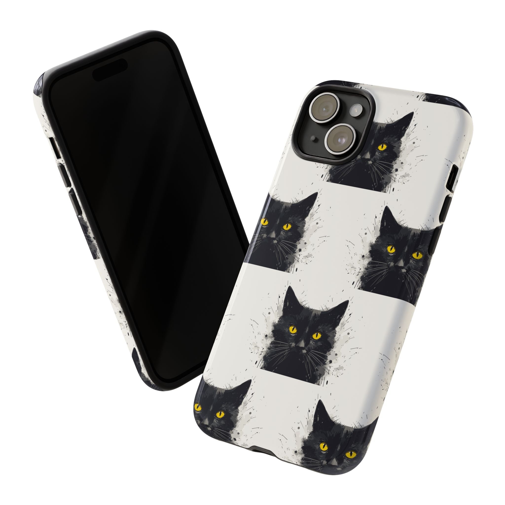 Black Cat Phone Case, Tough Cases, Cat Lover Gift, Unique Design, Halloween, Animal Accessories, Custom Phone Cover
