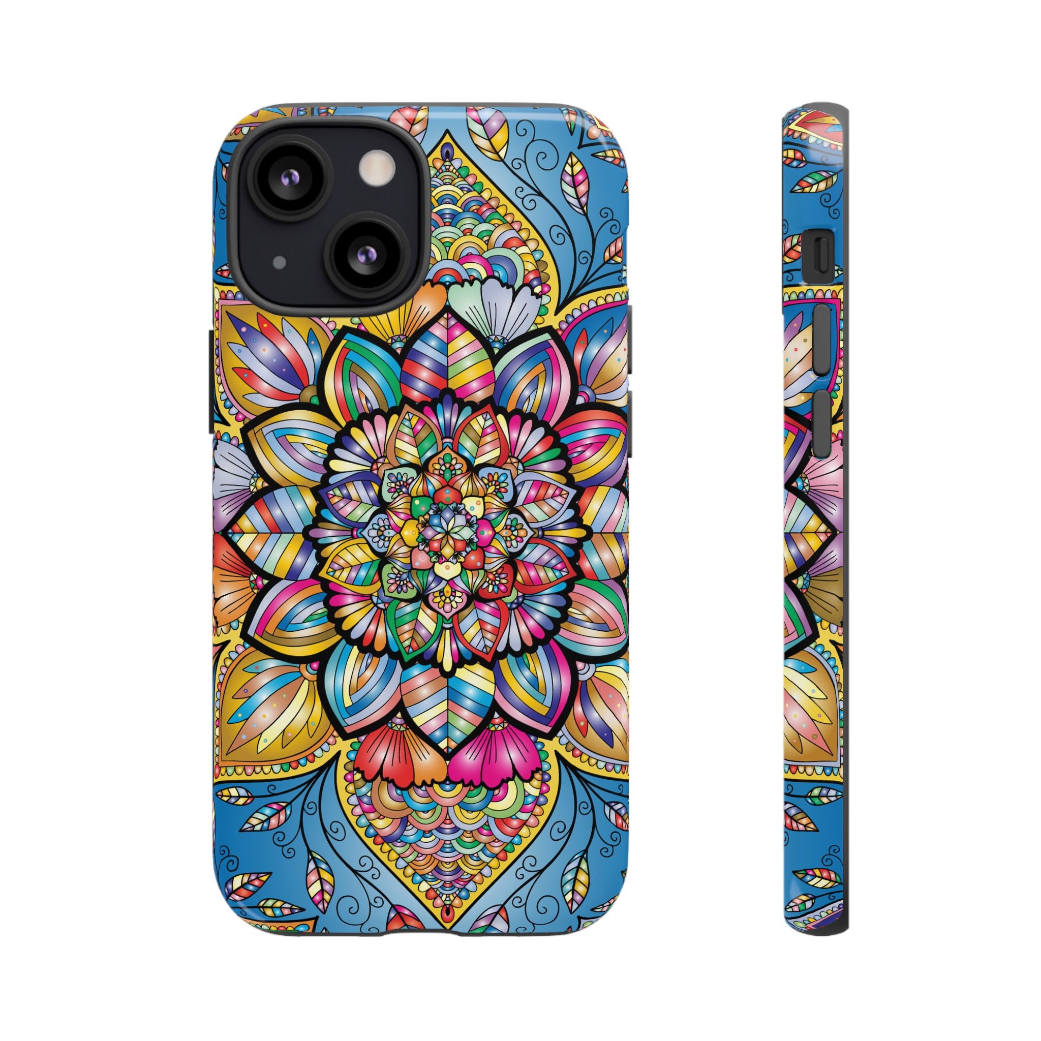 Vibrant Floral Phone Case, Tough Phone Cover, Colorful Mobile Accessory, Artistic Gift, Mandala Design, Everyday Use