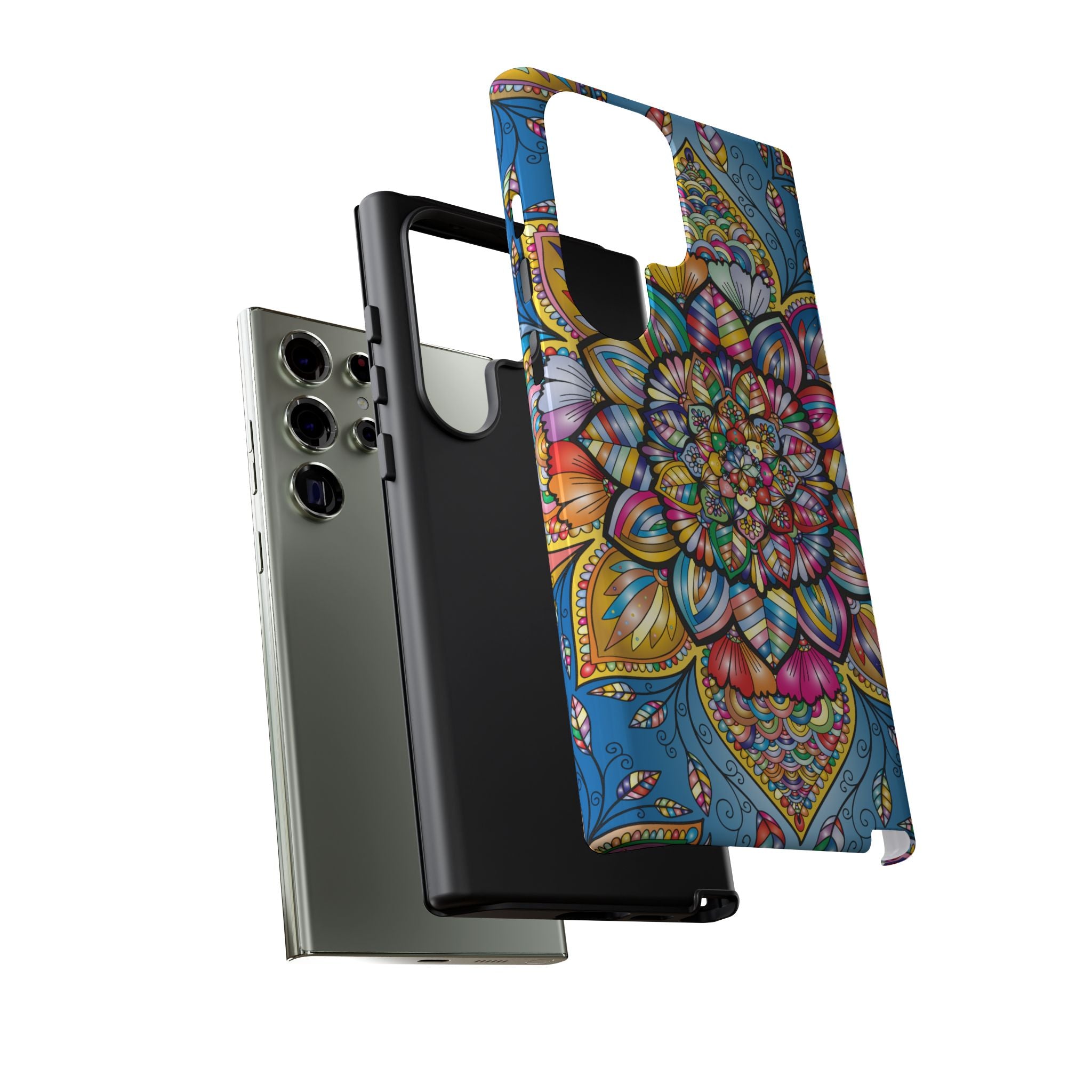 Vibrant Floral Phone Case, Tough Phone Cover, Colorful Mobile Accessory, Artistic Gift, Mandala Design, Everyday Use