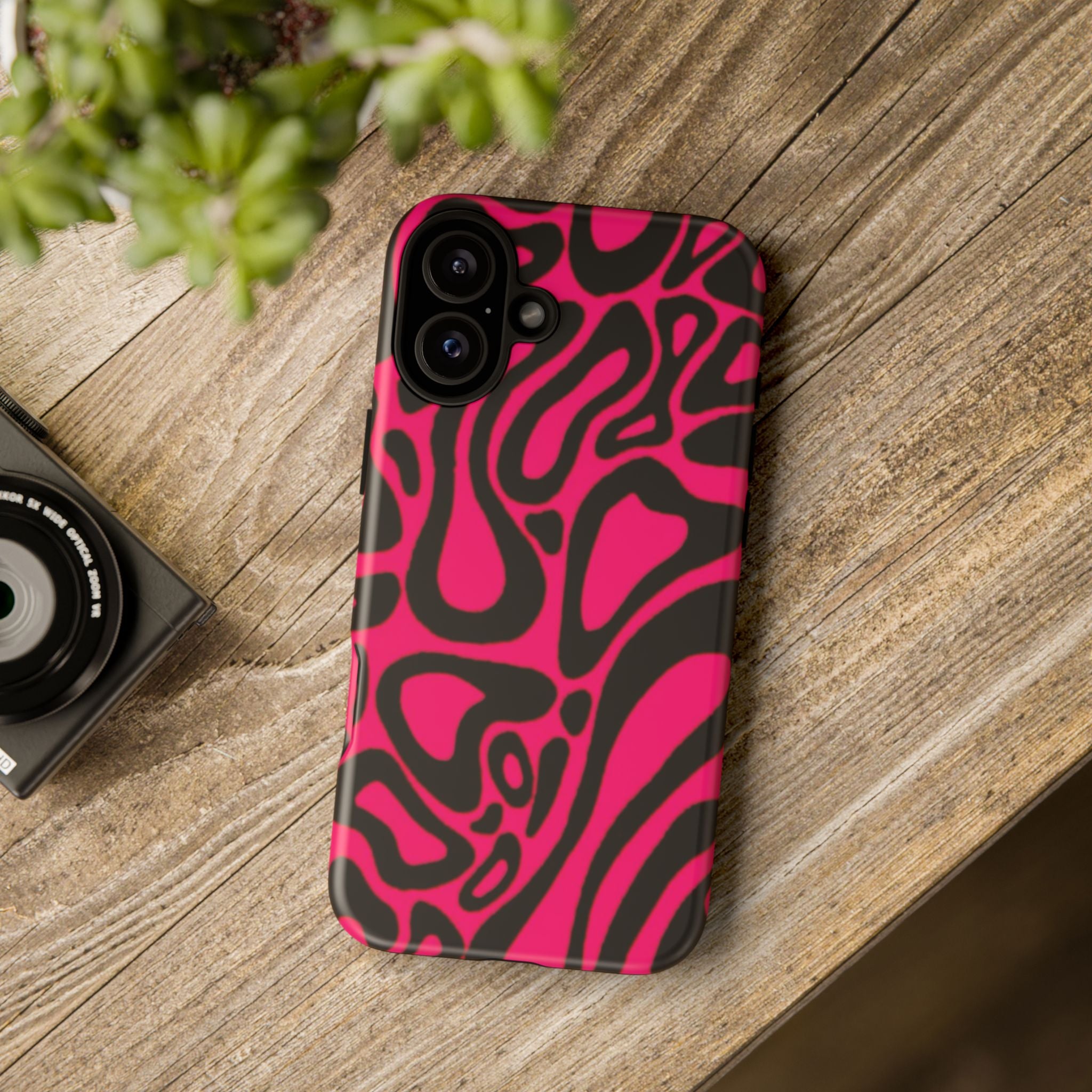 Bold Pink Patterned Phone Case, Stylish Tough Case, Trendy Accessory, Gift for Her, Tech Protection