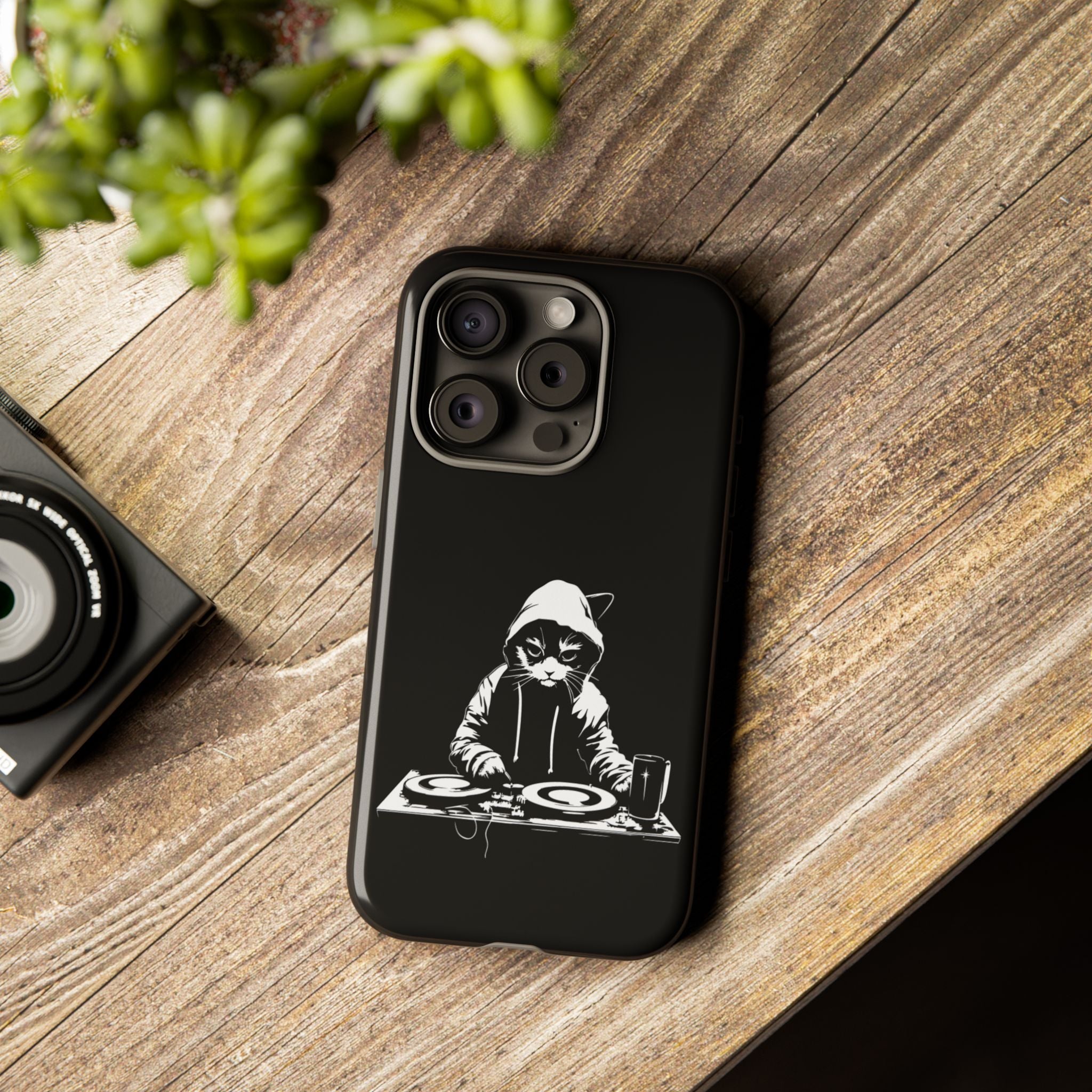 DJ Cat Phone Case, Tough Phone Cover, Pet Lover Gift, Music Enthusiast Accessory, Cute Cat Decor, Unique Case Design