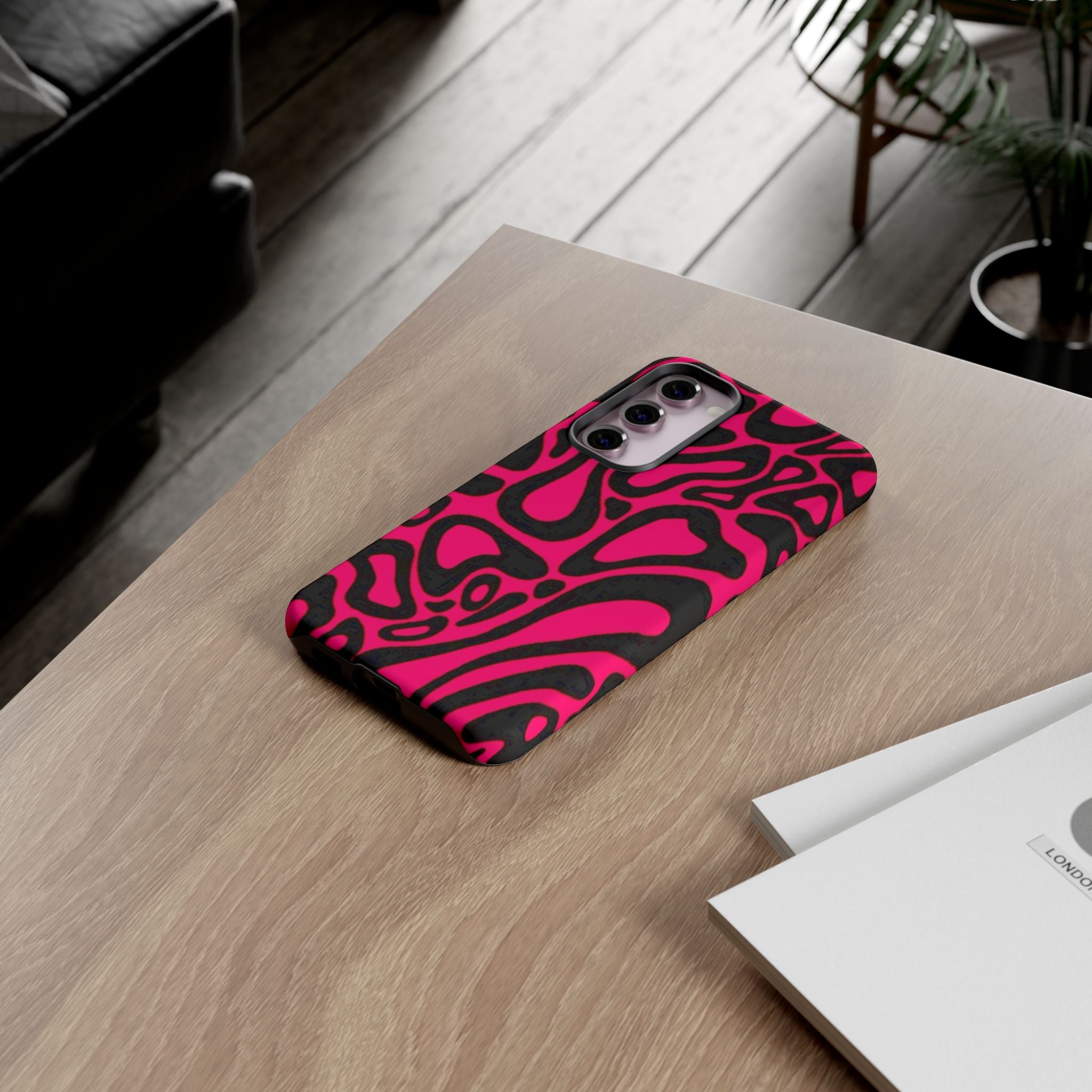 Bold Pink Patterned Phone Case, Stylish Tough Case, Trendy Accessory, Gift for Her, Tech Protection