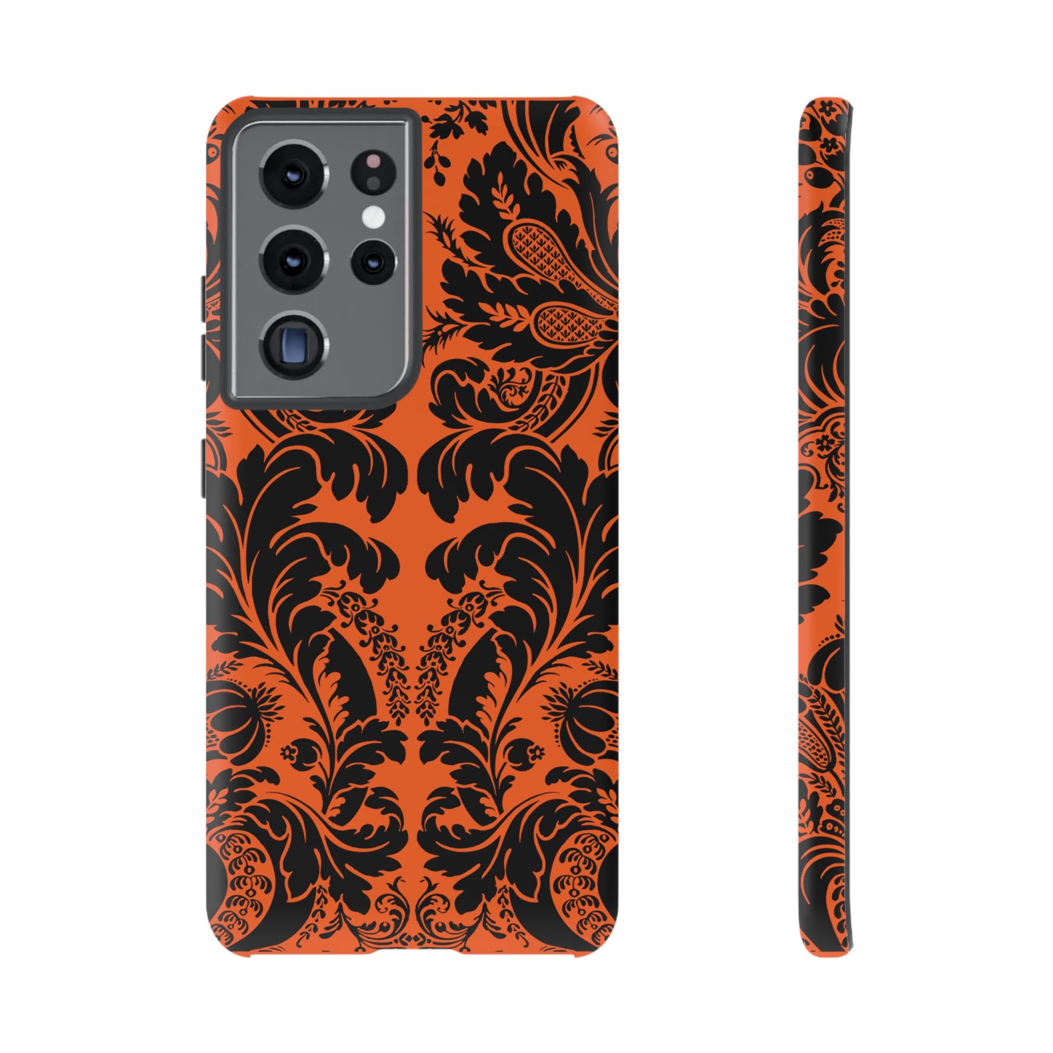 Elegant Phone Case with Orange Floral Design | Tough Cases, Smartphone Cover, Gift for Her, Floral Patterns, Stylish Accessories