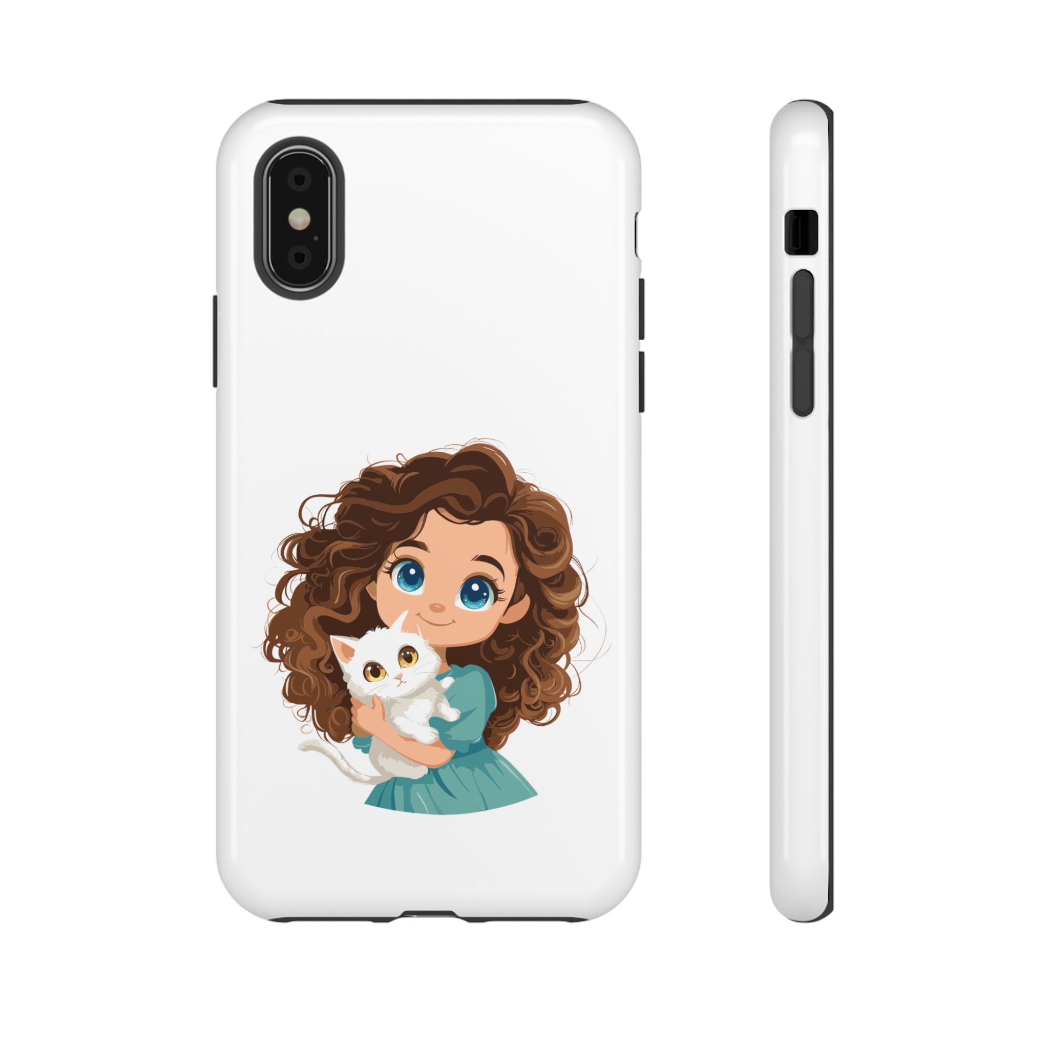 Cute Cat Lover Phone Case, Tough Phone Cover, Pet Lover Gift, Personalized Gift, Kids Phone Case, Animal Lover Accessories
