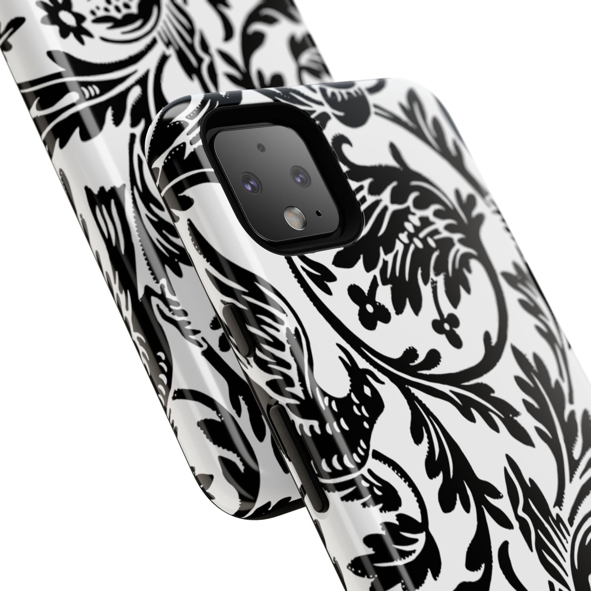 Elegant Black Floral Phone Case, Tough Cases, Stylish Phone Protection, Gift for Her, Floral Design, Trendy Accessories