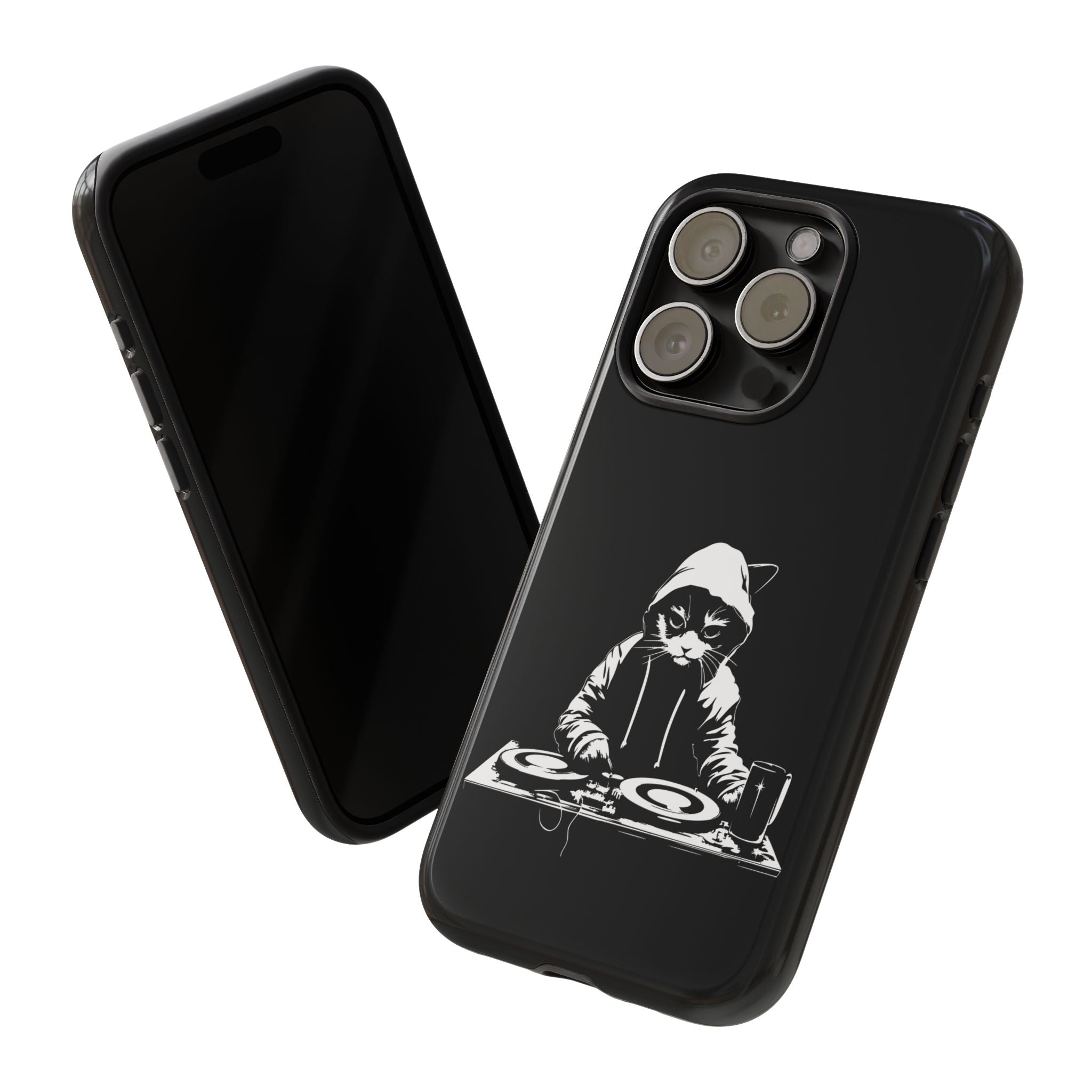 DJ Cat Phone Case, Tough Phone Cover, Pet Lover Gift, Music Enthusiast Accessory, Cute Cat Decor, Unique Case Design