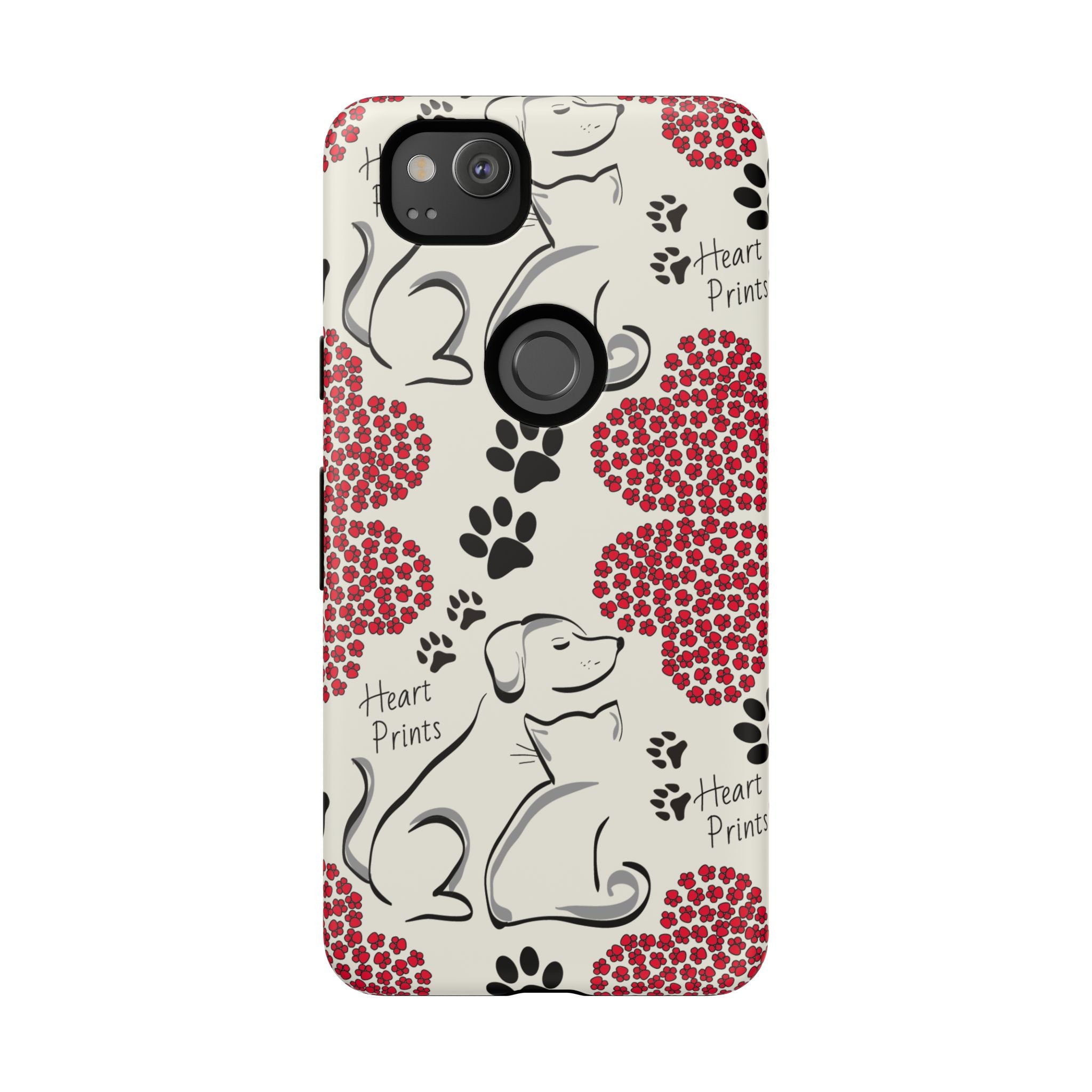 Stylish Phone Case with Heart Prints for Pet Lovers, Dog Lover Gift, Floral Pattern, Customizable Design, Cute Animal Accessories