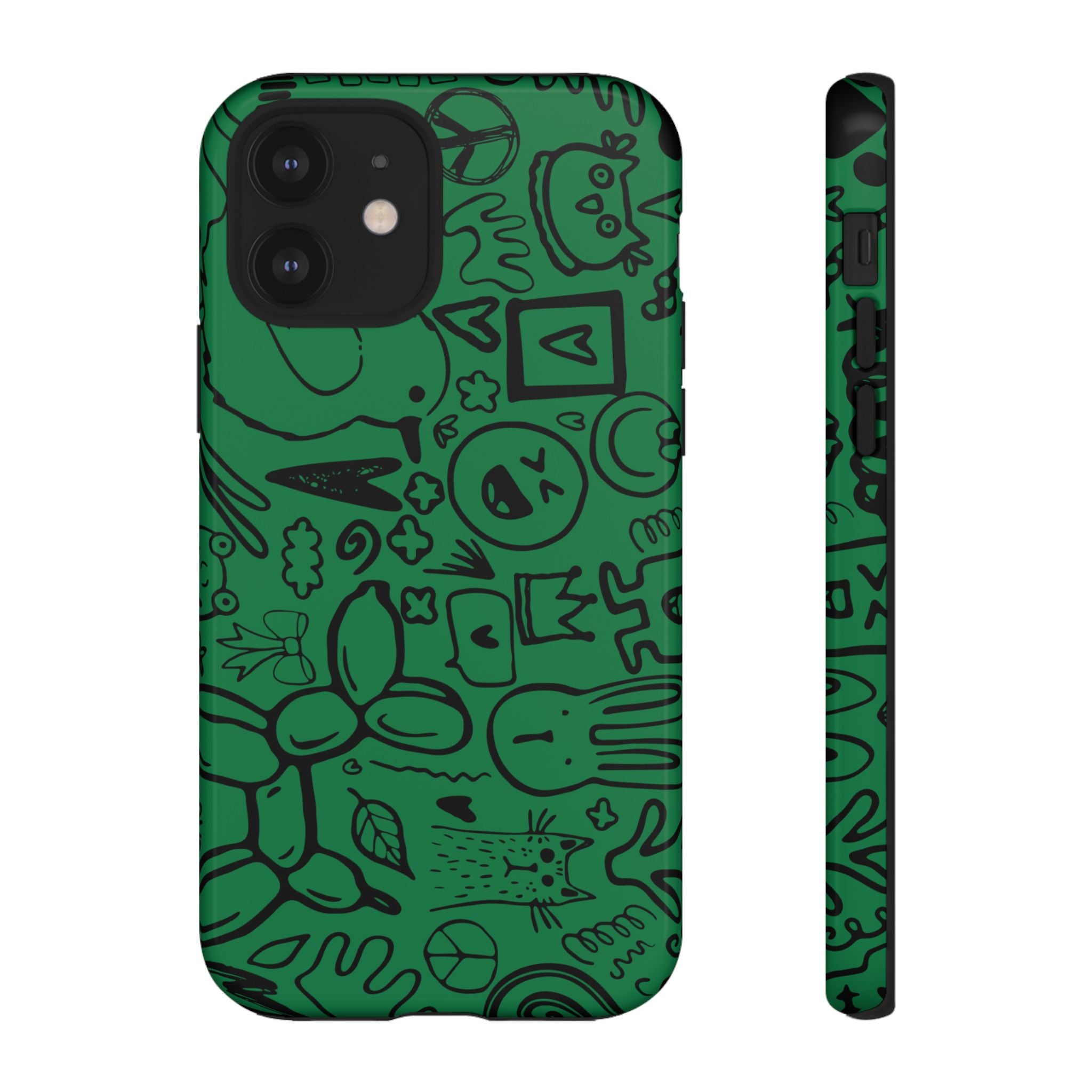 Playful Phone Case, Vibrant Green Tough Case, Quirky Graphic Design, Unique Gift for Kids, Fun Accessories, Christmas, Birthday