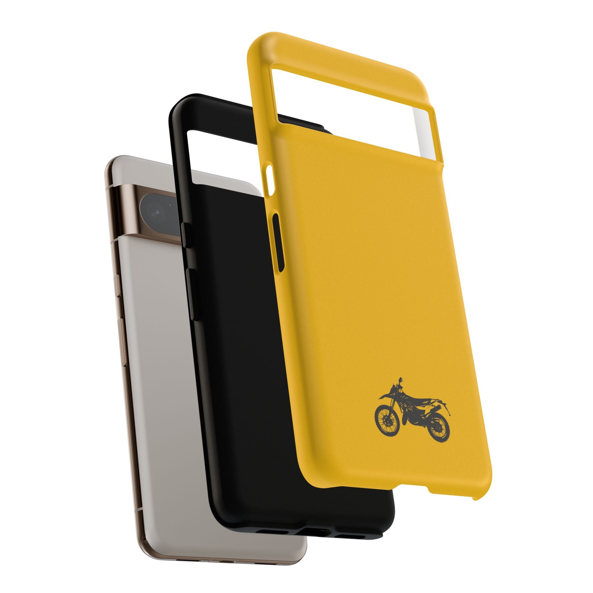 Motorcycle Phone Case, Tough Phone Cover, Gift for Bikers, Durable Tech Accessory, Yellow Motorcycle Design