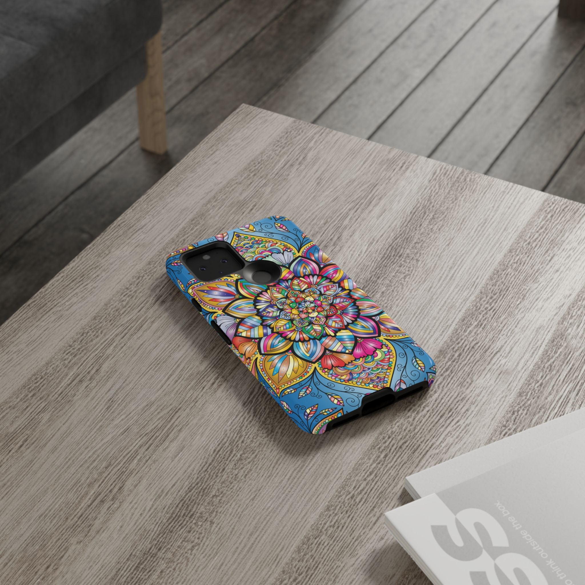 Vibrant Floral Phone Case, Tough Phone Cover, Colorful Mobile Accessory, Artistic Gift, Mandala Design, Everyday Use