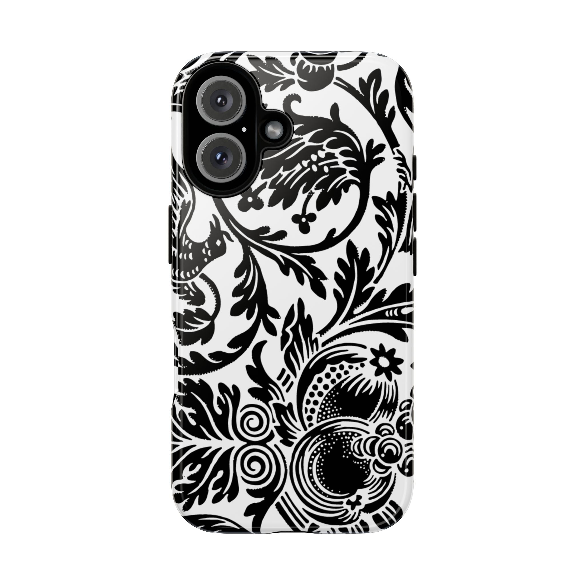 Elegant Black Floral Phone Case, Tough Cases, Stylish Phone Protection, Gift for Her, Floral Design, Trendy Accessories