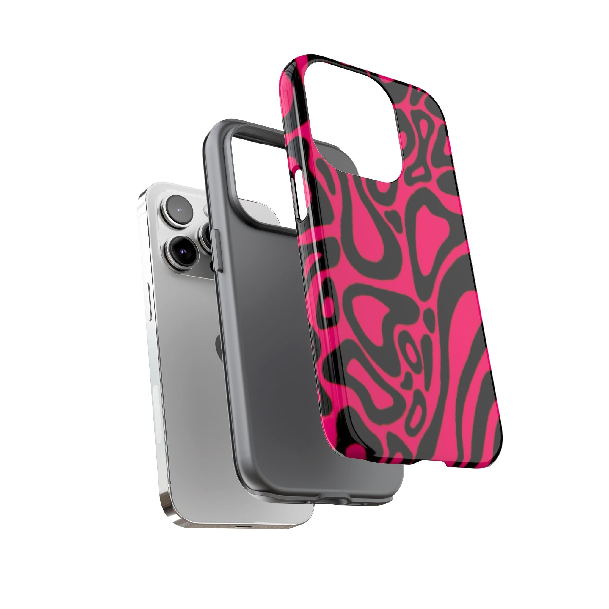 Bold Pink Patterned Phone Case, Stylish Tough Case, Trendy Accessory, Gift for Her, Tech Protection