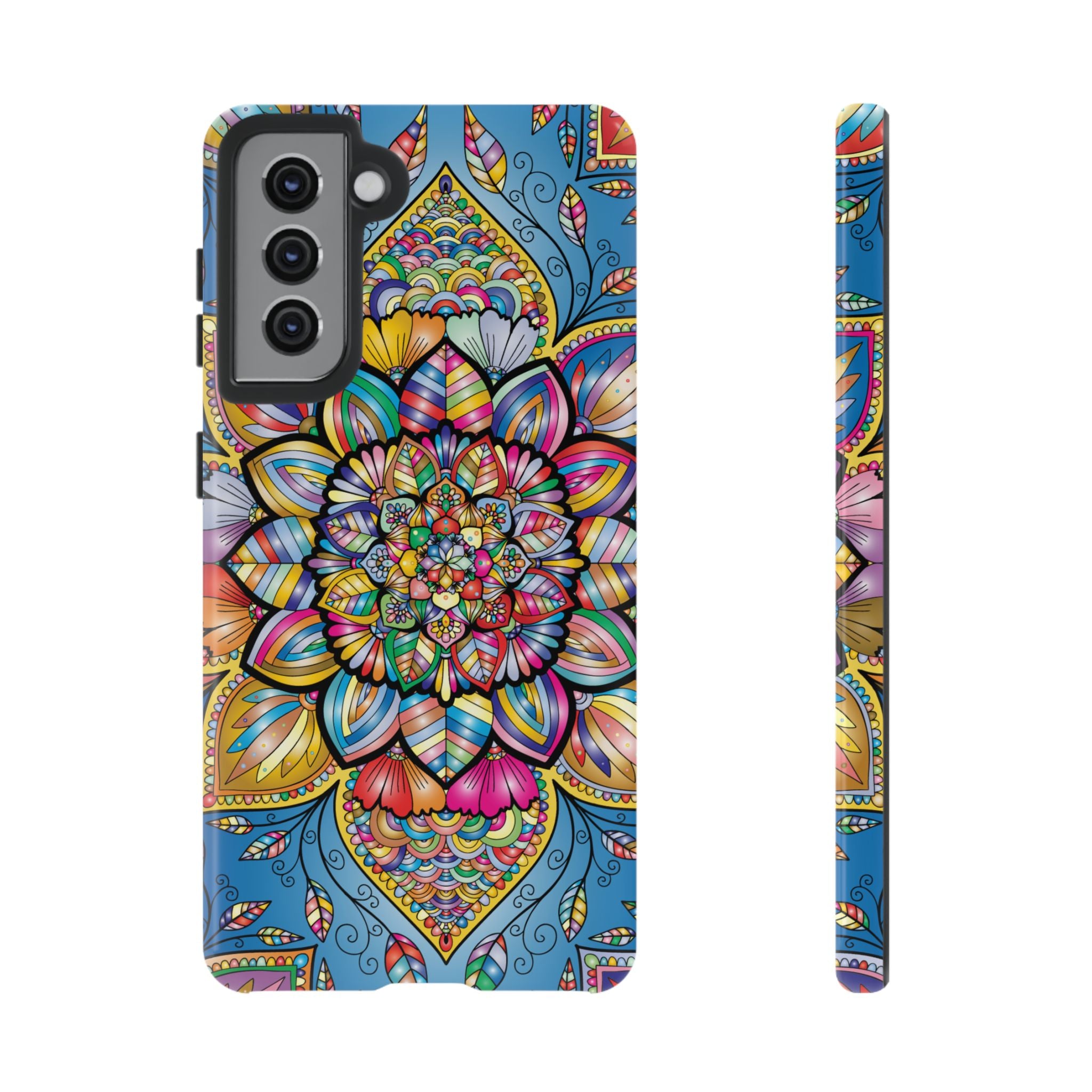 Vibrant Floral Phone Case, Tough Phone Cover, Colorful Mobile Accessory, Artistic Gift, Mandala Design, Everyday Use