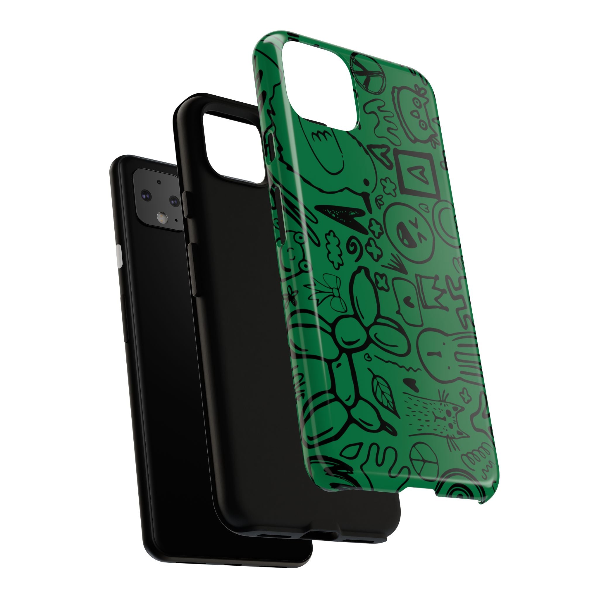 Playful Phone Case, Vibrant Green Tough Case, Quirky Graphic Design, Unique Gift for Kids, Fun Accessories, Christmas, Birthday