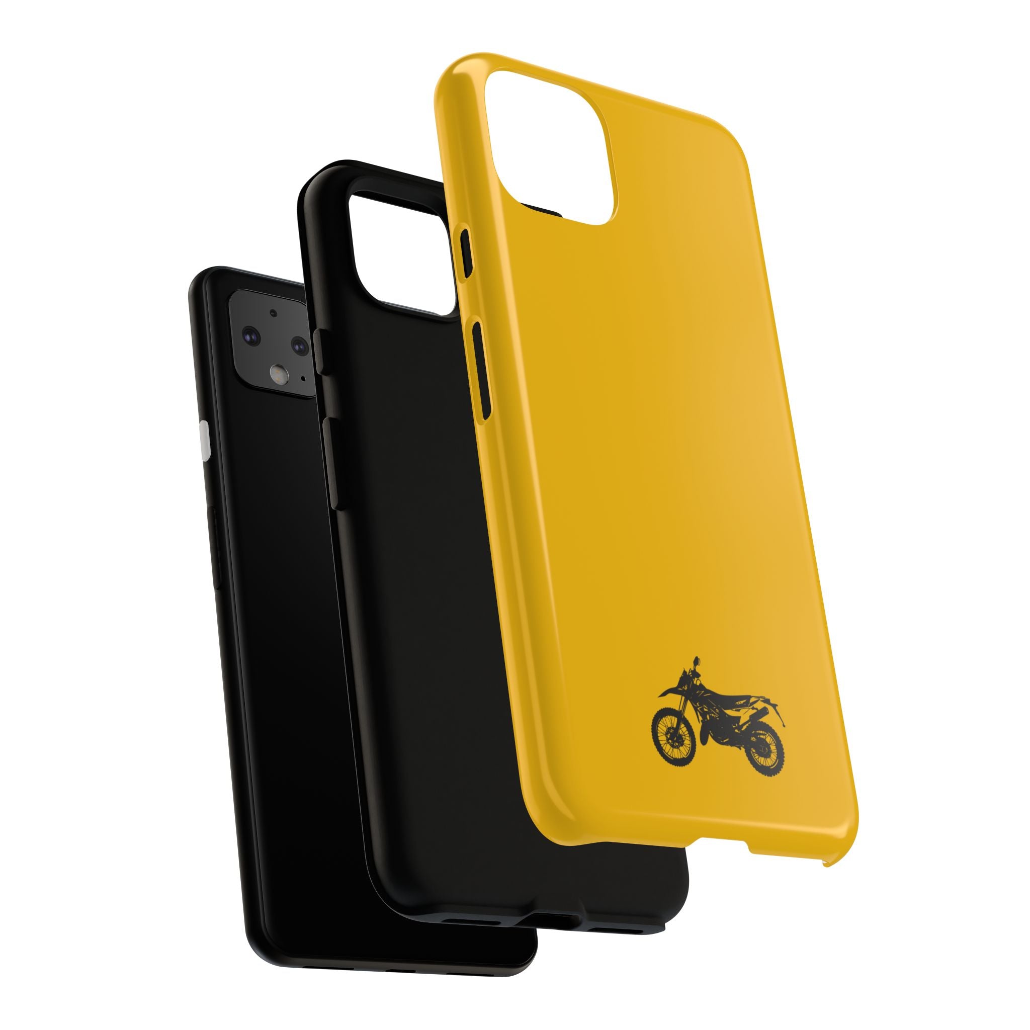Motorcycle Phone Case, Tough Phone Cover, Gift for Bikers, Durable Tech Accessory, Yellow Motorcycle Design