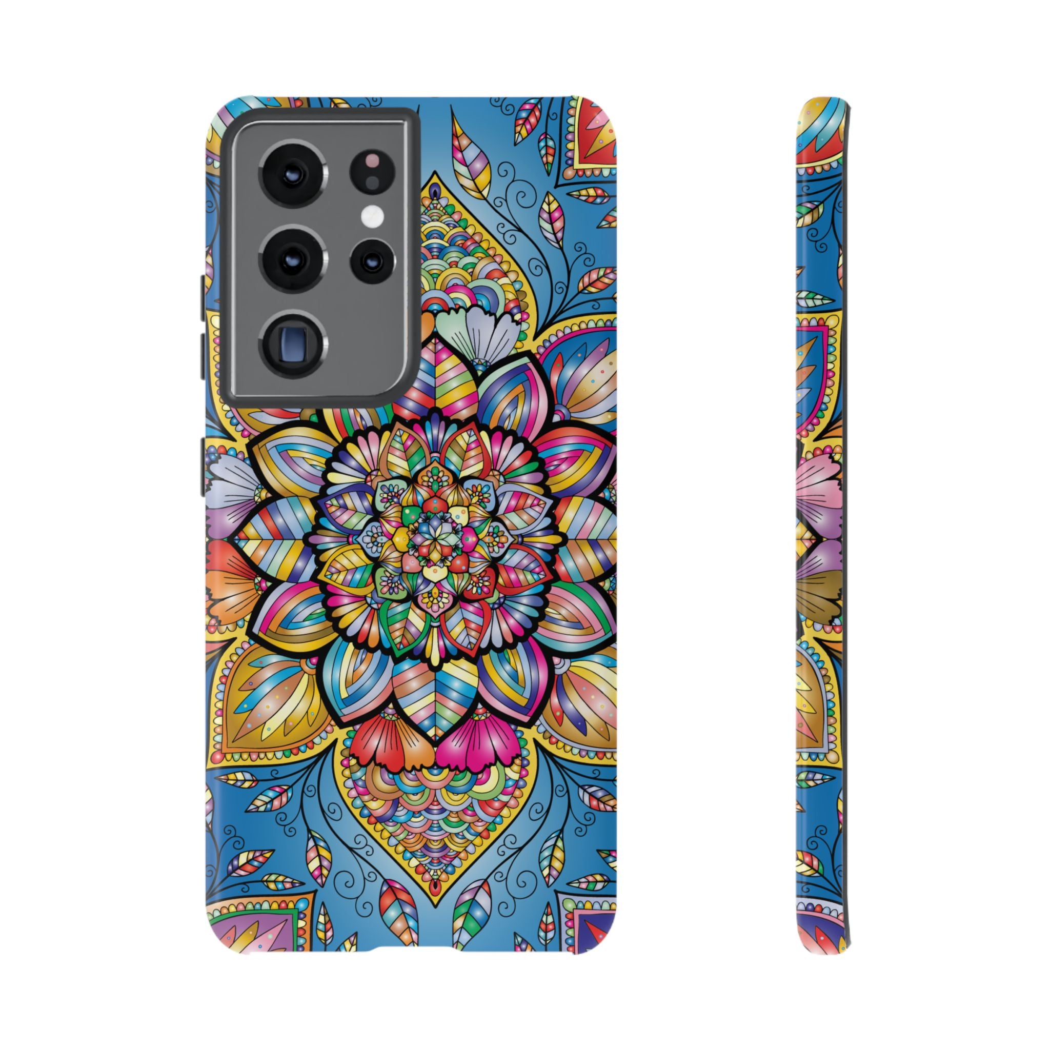 Vibrant Floral Phone Case, Tough Phone Cover, Colorful Mobile Accessory, Artistic Gift, Mandala Design, Everyday Use