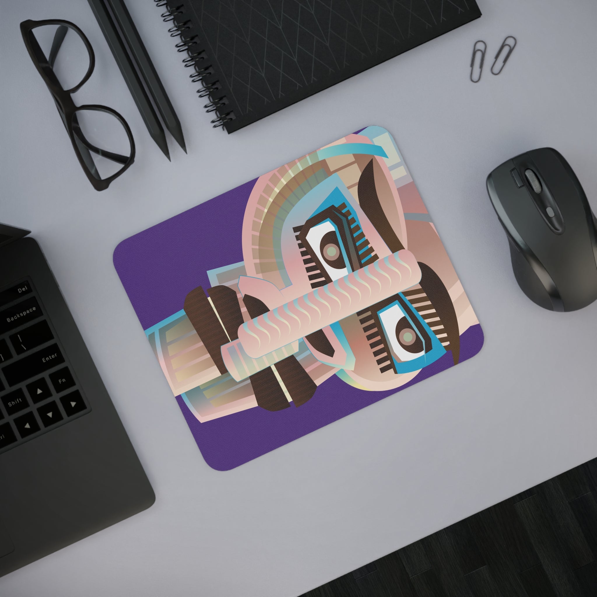 Colorful Abstract Art Desk Mouse Pad, Office Decor, Gamer Gift, Artistic Mousepad, Unique Workspace Accessory