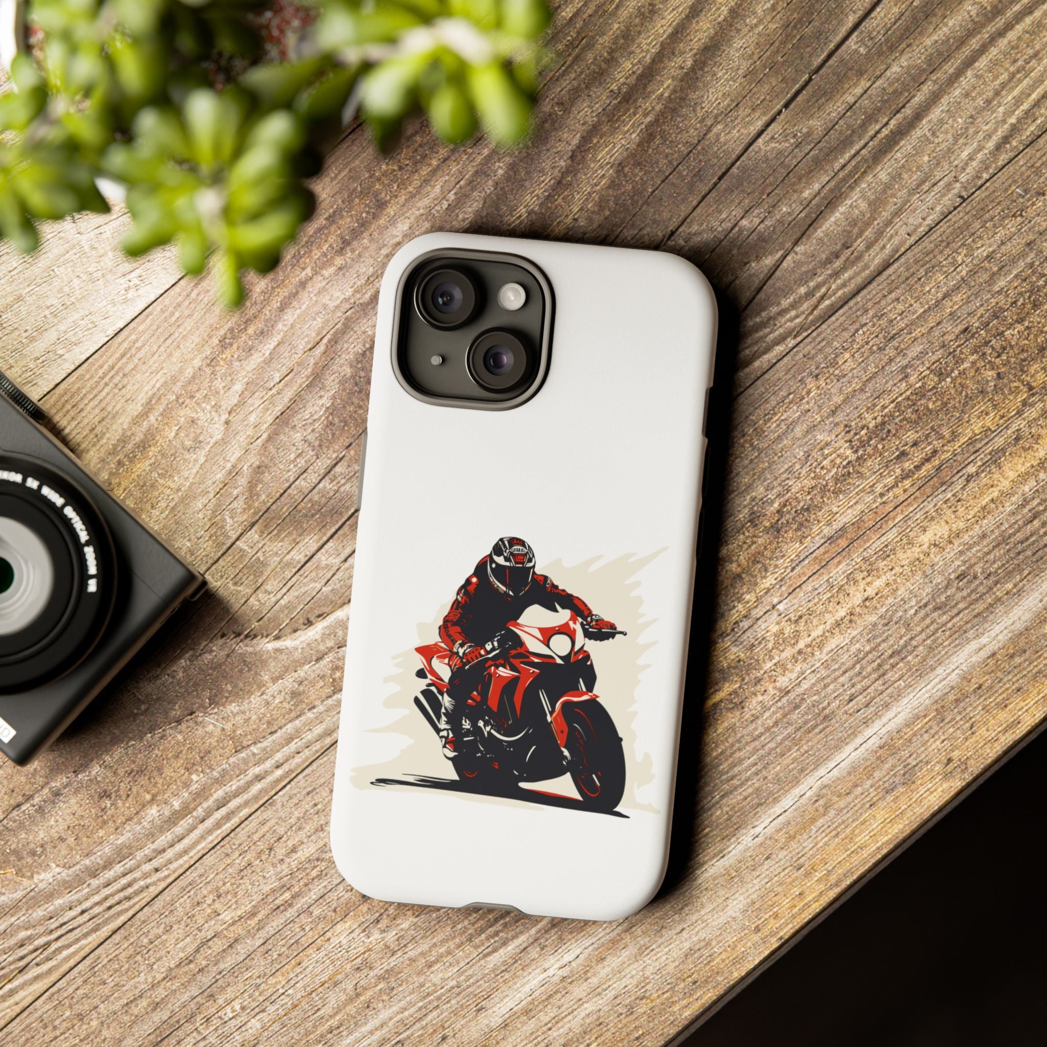 Motorcycle Phone Case, Tough Cases for Riders, Biker Accessory, Gifts for Motorcyclists, Red Bike Design