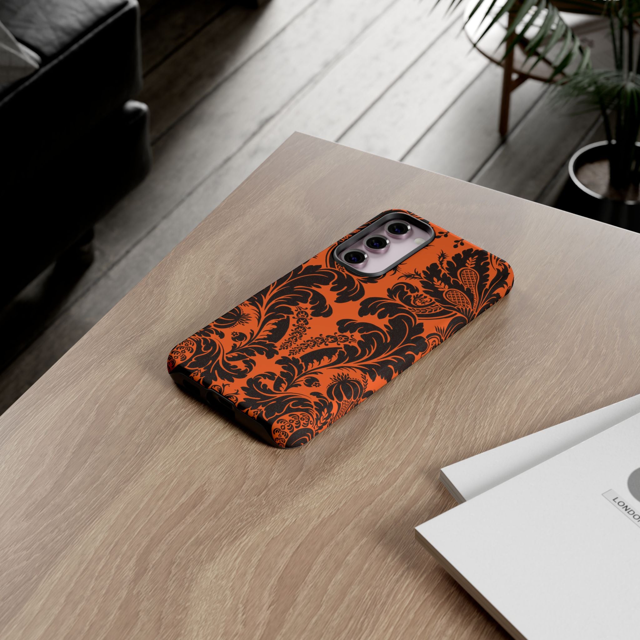 Elegant Phone Case with Orange Floral Design | Tough Cases, Smartphone Cover, Gift for Her, Floral Patterns, Stylish Accessories