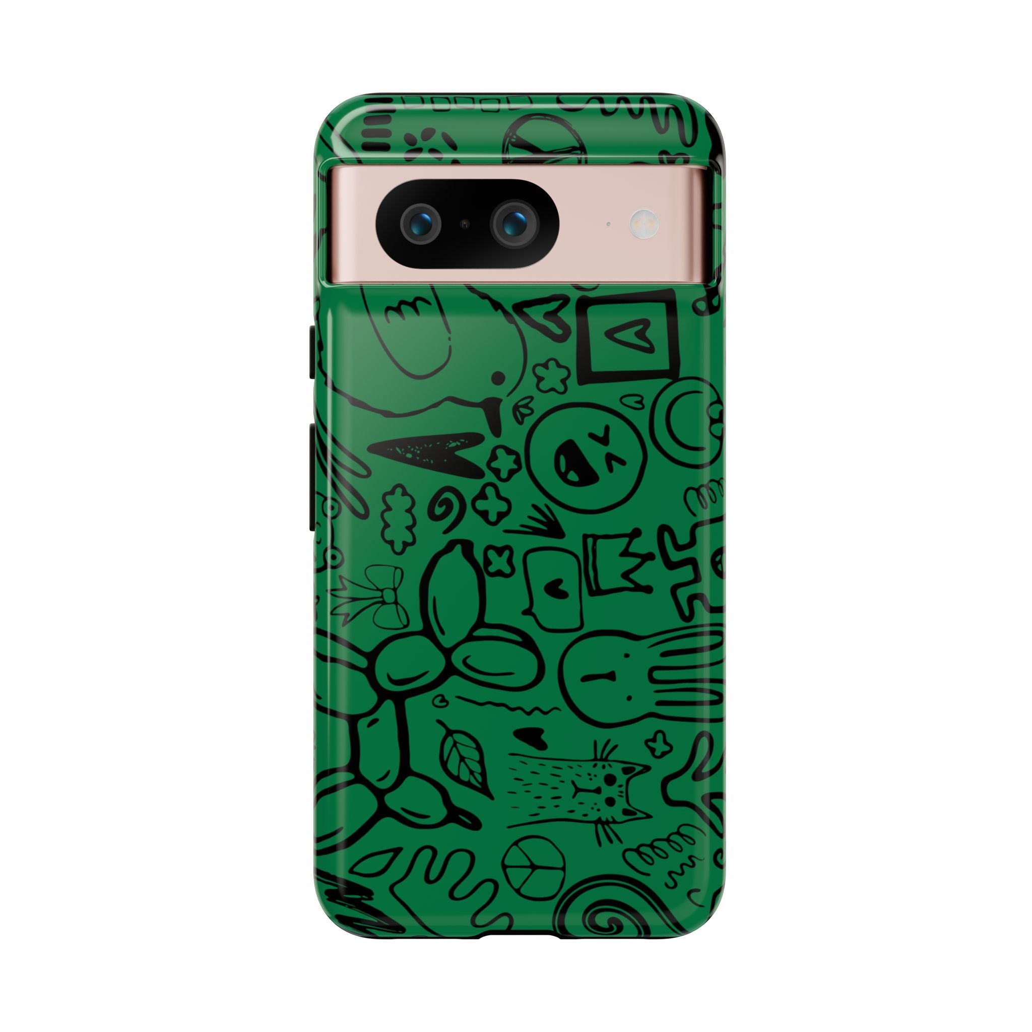 Playful Phone Case, Vibrant Green Tough Case, Quirky Graphic Design, Unique Gift for Kids, Fun Accessories, Christmas, Birthday