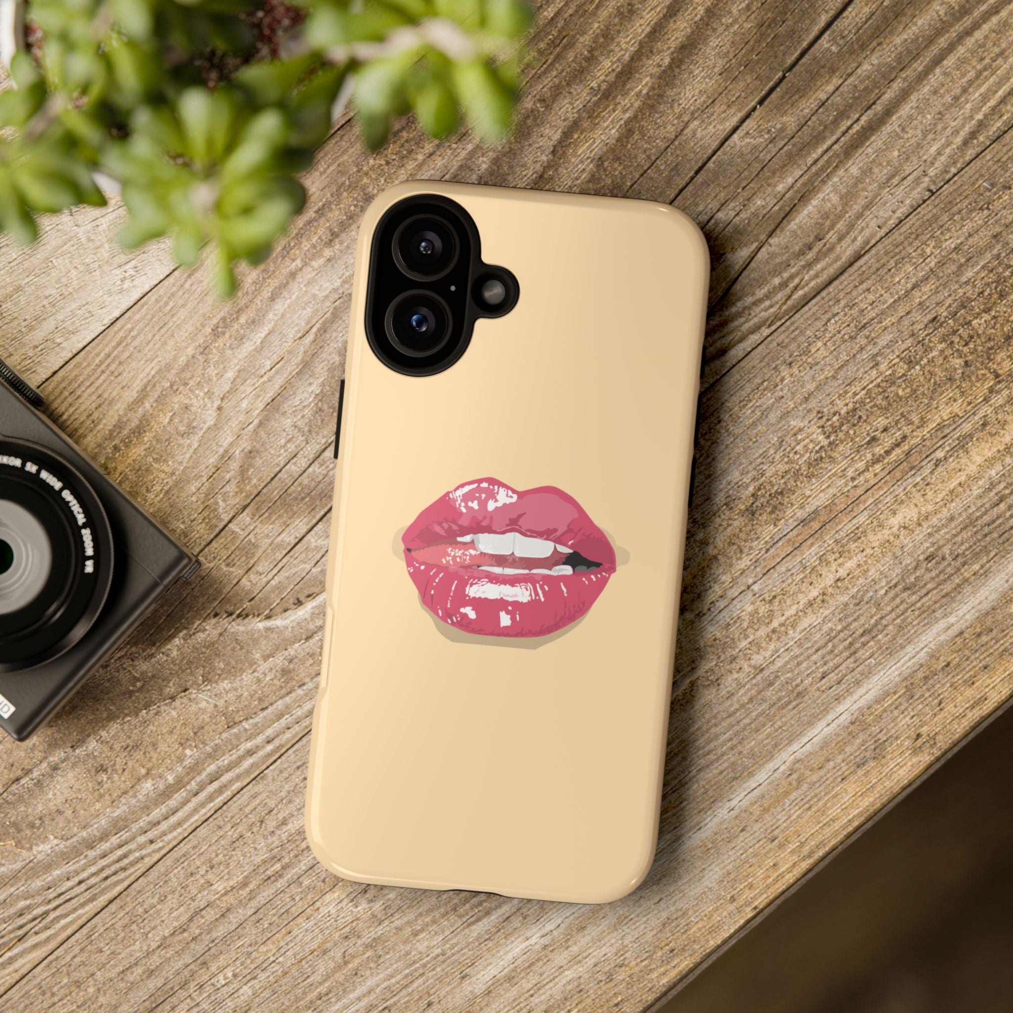 Stylish Phone Case with Lip Print, Trendy Mobile Cover, Fashion Accessory, Gift for Her, Cute Cell Phone Case