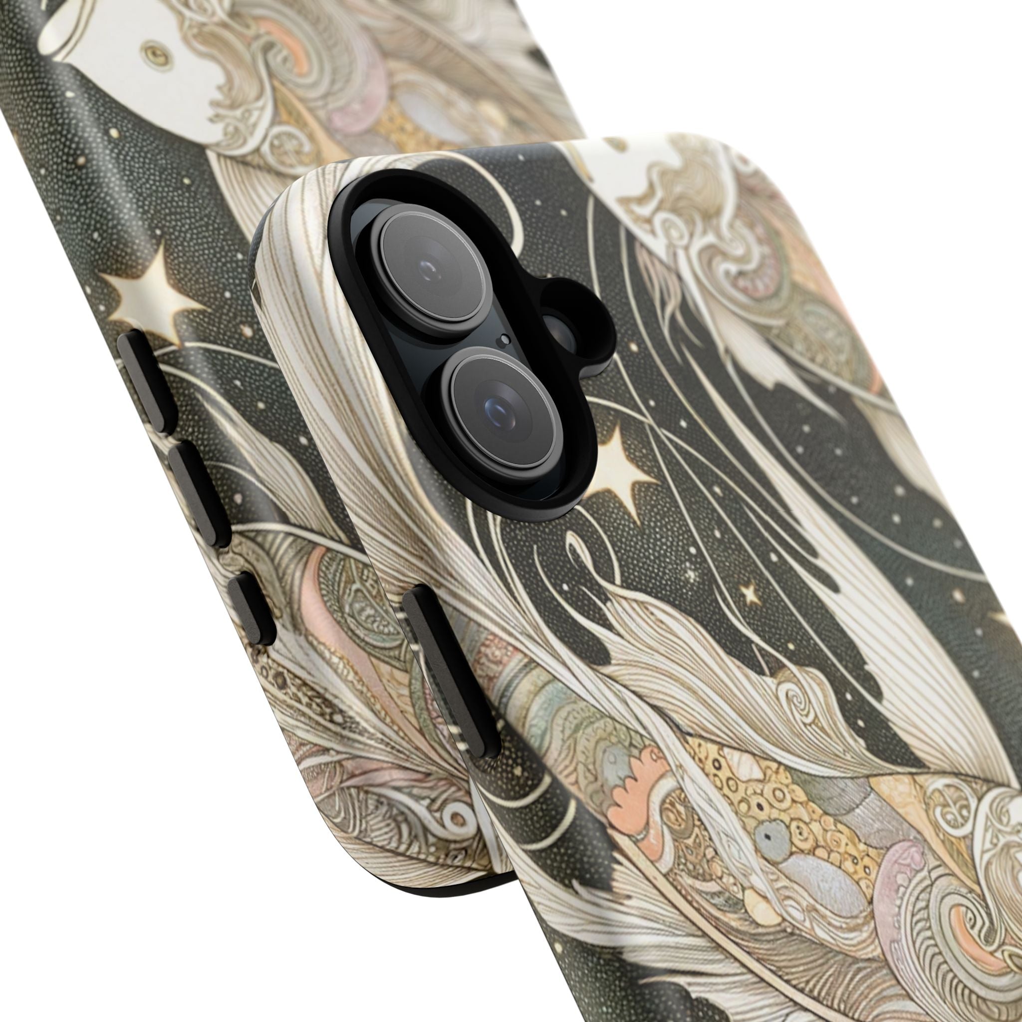 Artistic Phone Case, Cosmic Fish Design, Phone Accessory, Unique Gift, Zodiac Decor, Starry Night Vibes