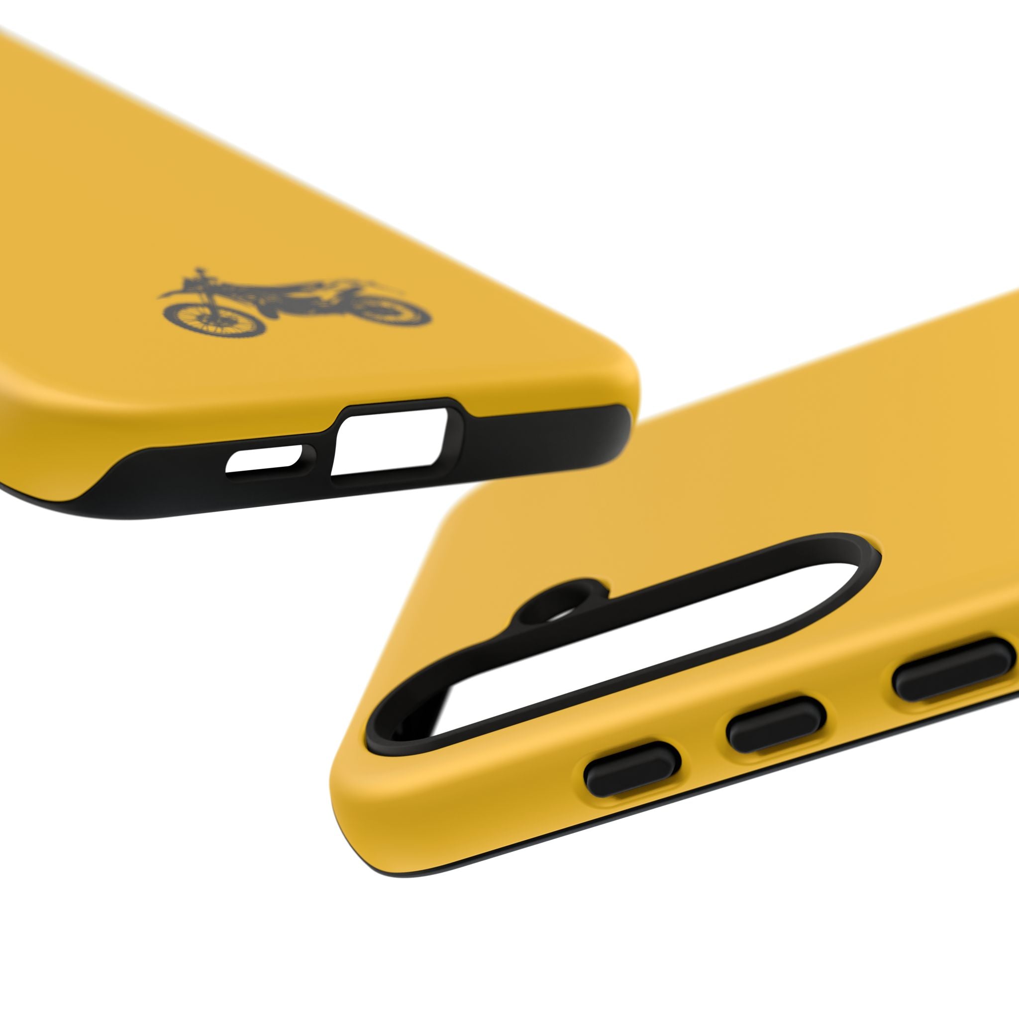 Motorcycle Phone Case, Tough Phone Cover, Gift for Bikers, Durable Tech Accessory, Yellow Motorcycle Design