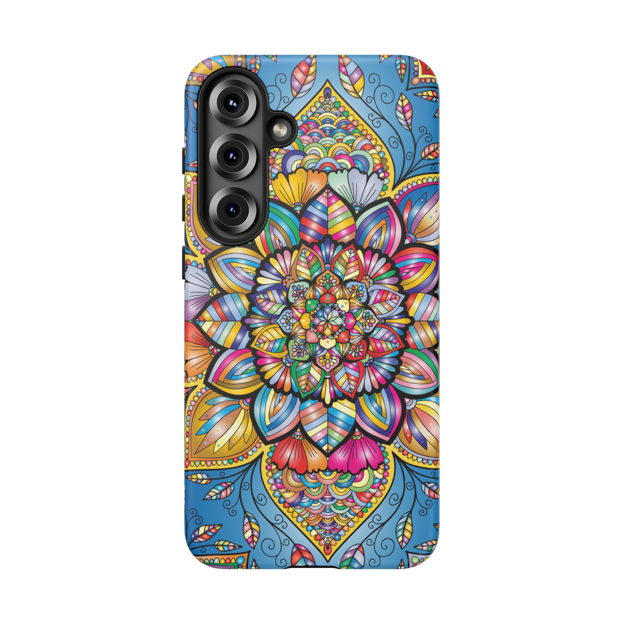 Vibrant Floral Phone Case, Tough Phone Cover, Colorful Mobile Accessory, Artistic Gift, Mandala Design, Everyday Use