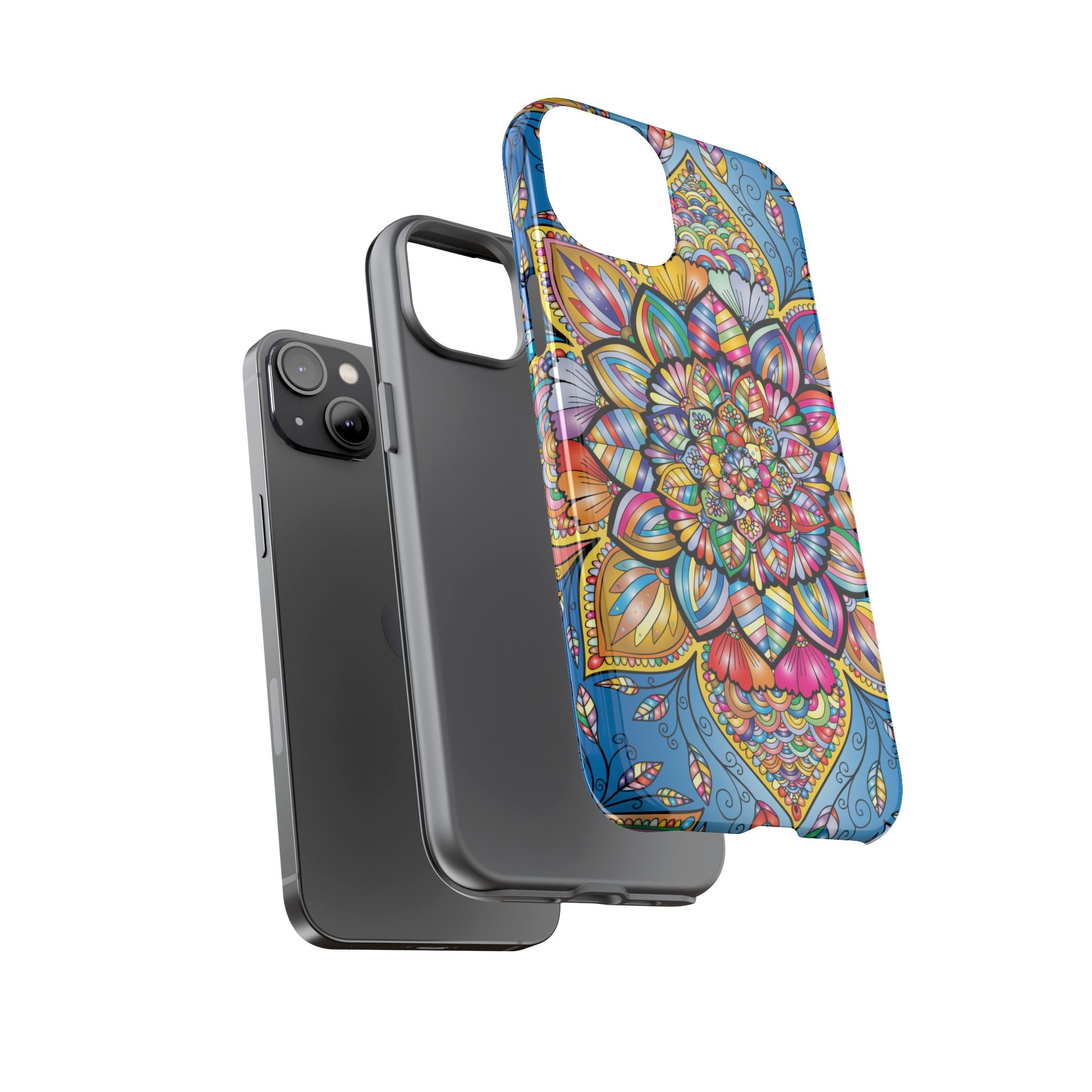 Vibrant Floral Phone Case, Tough Phone Cover, Colorful Mobile Accessory, Artistic Gift, Mandala Design, Everyday Use