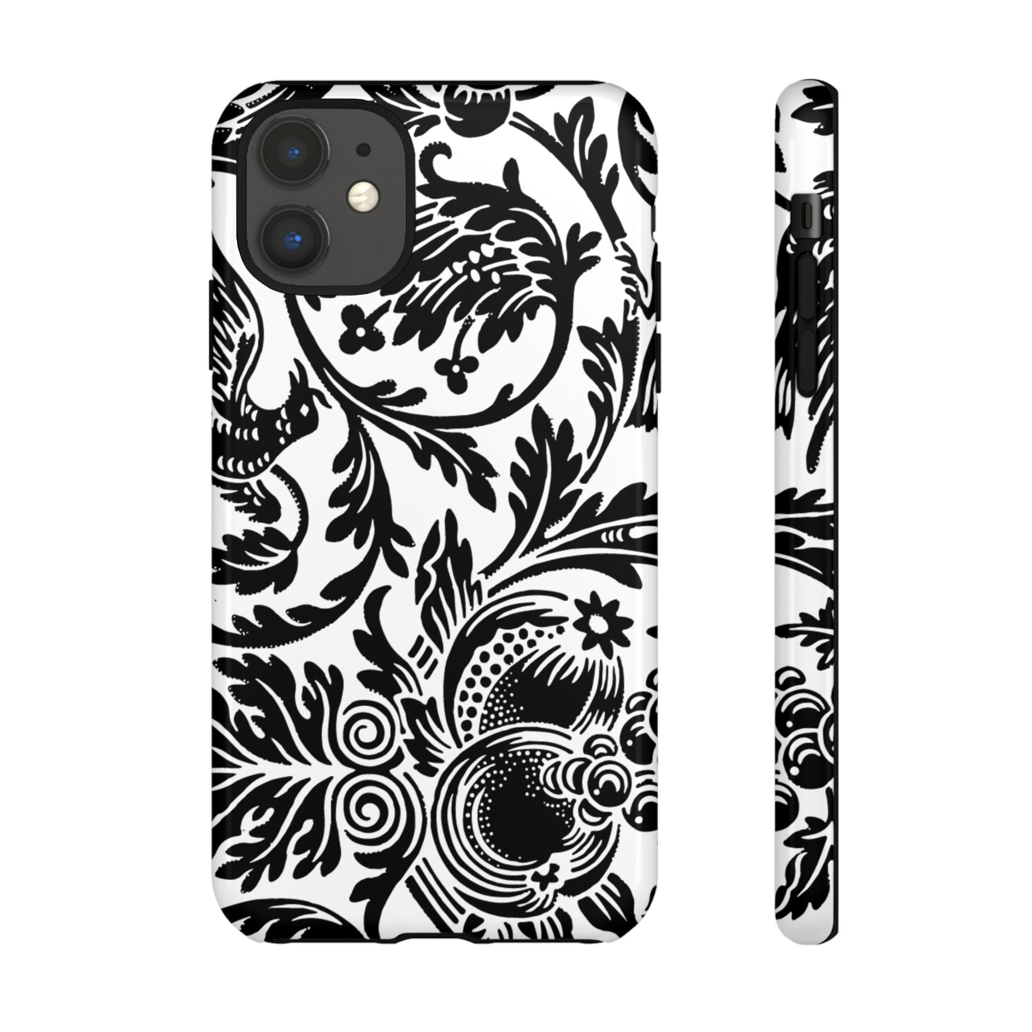 Elegant Black Floral Phone Case, Tough Cases, Stylish Phone Protection, Gift for Her, Floral Design, Trendy Accessories