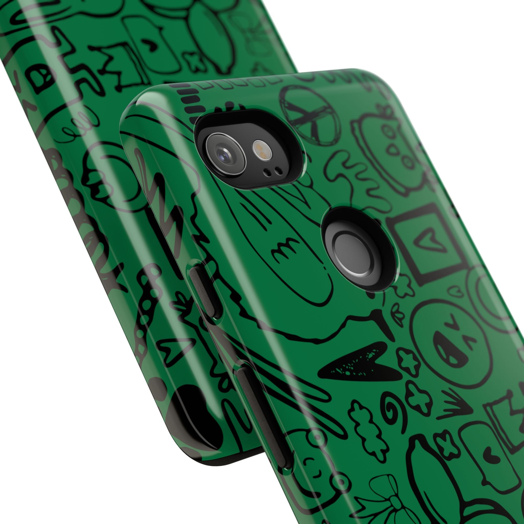 Playful Phone Case, Vibrant Green Tough Case, Quirky Graphic Design, Unique Gift for Kids, Fun Accessories, Christmas, Birthday